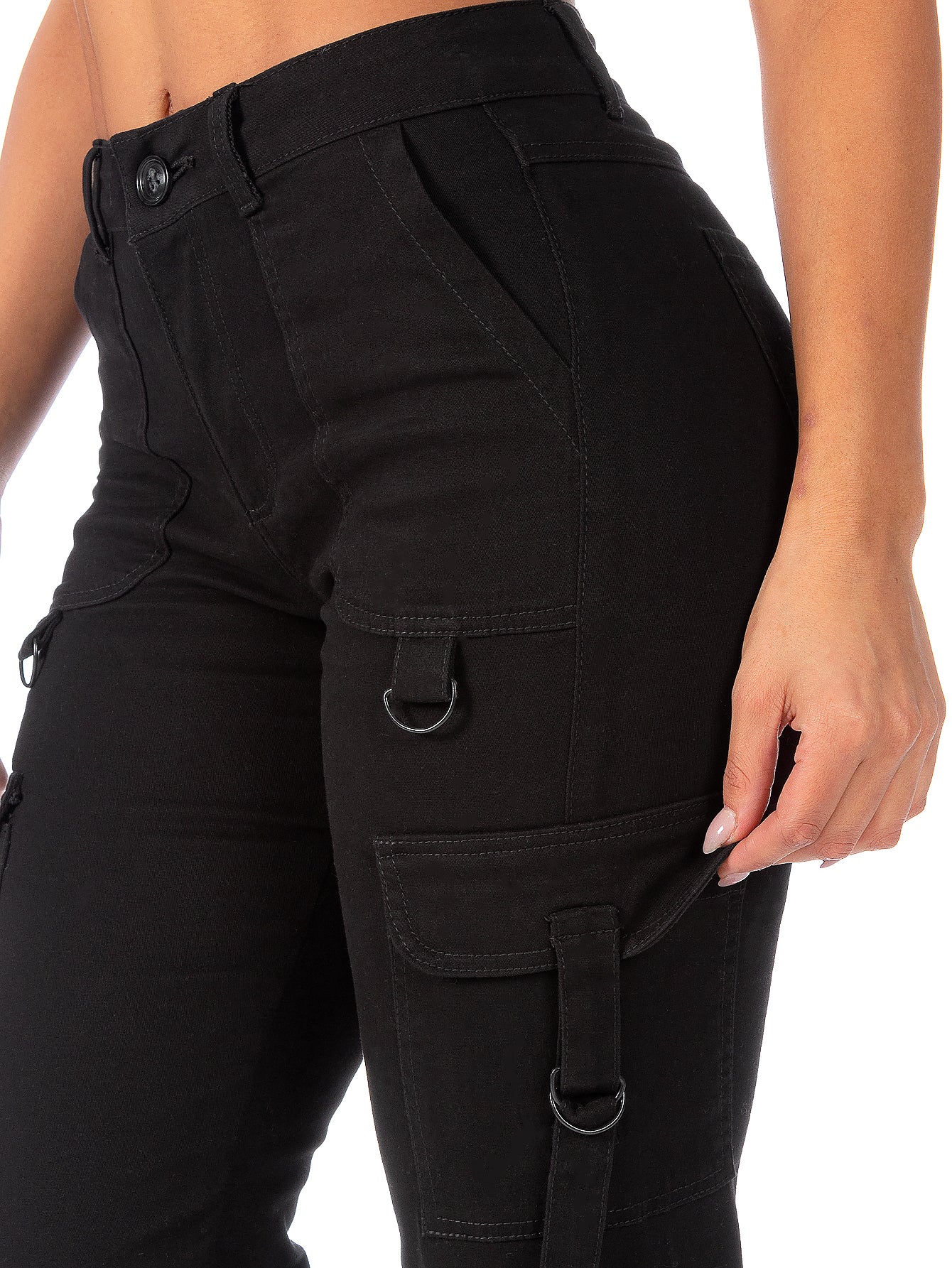 Pantalón Cargo Gabardina Stretch Mujer Con Hebillas