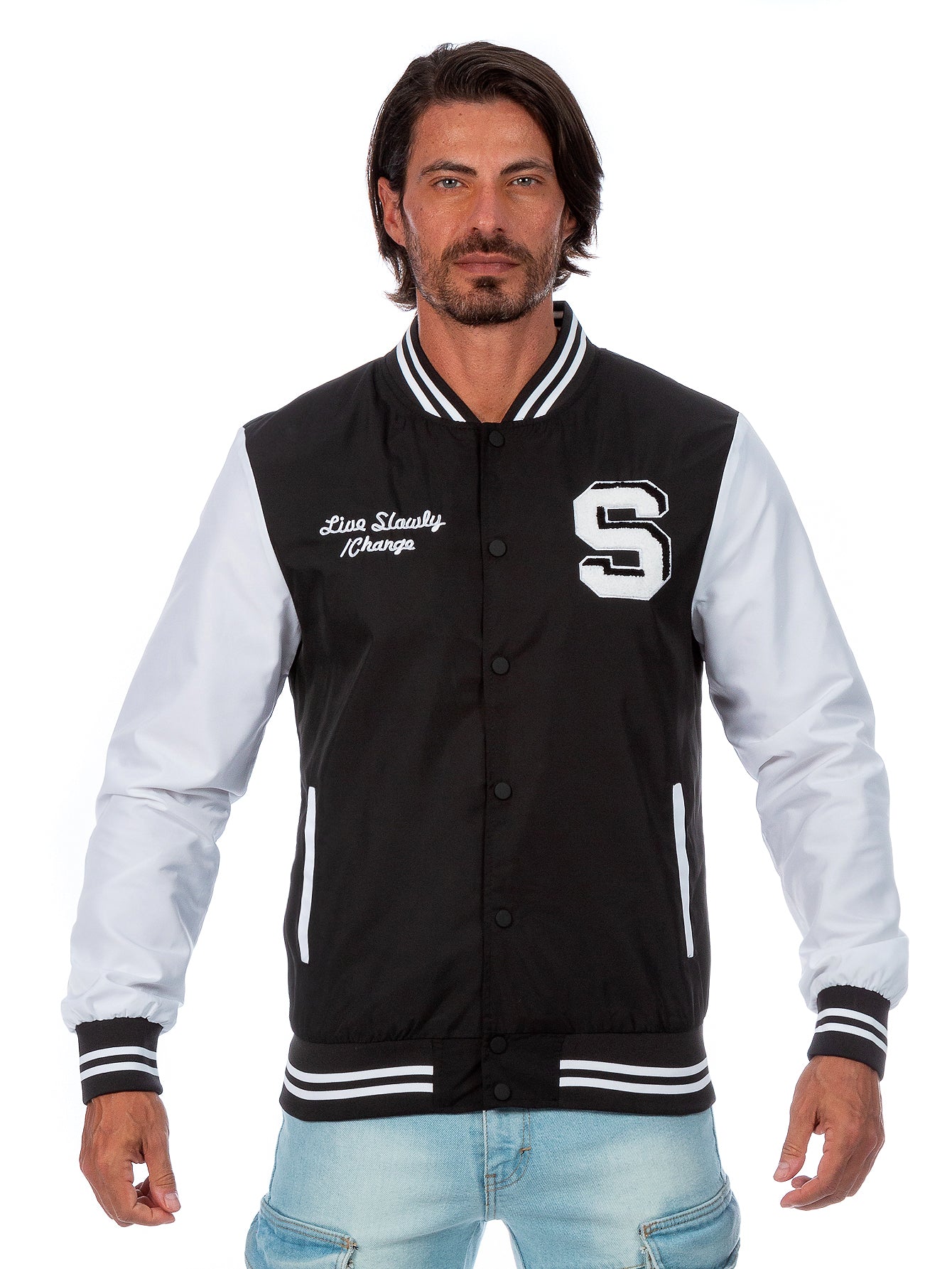 Chamarra Beisbolera Para Hombre Con Bolsillos