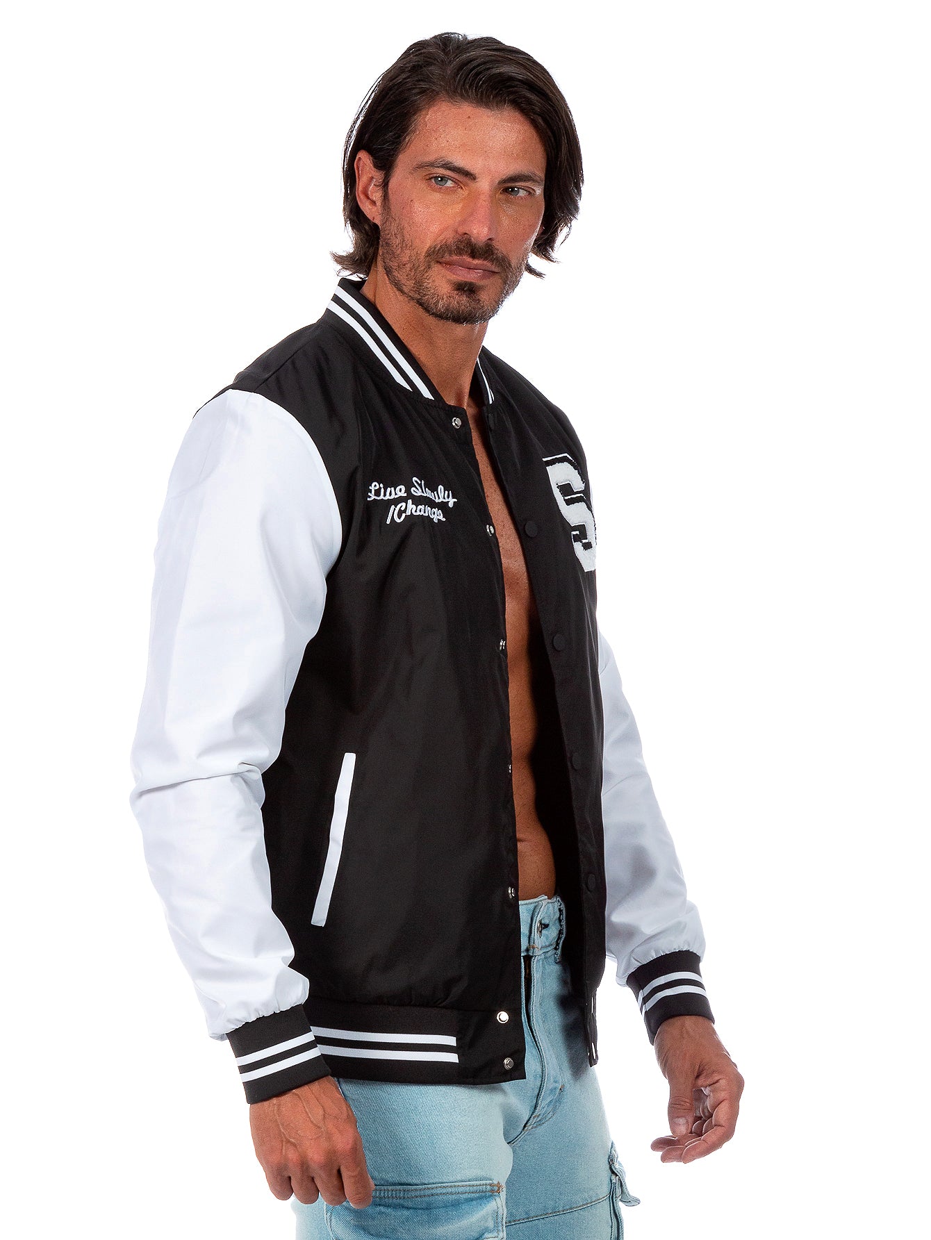 Chamarra Beisbolera Para Hombre Con Bolsillos