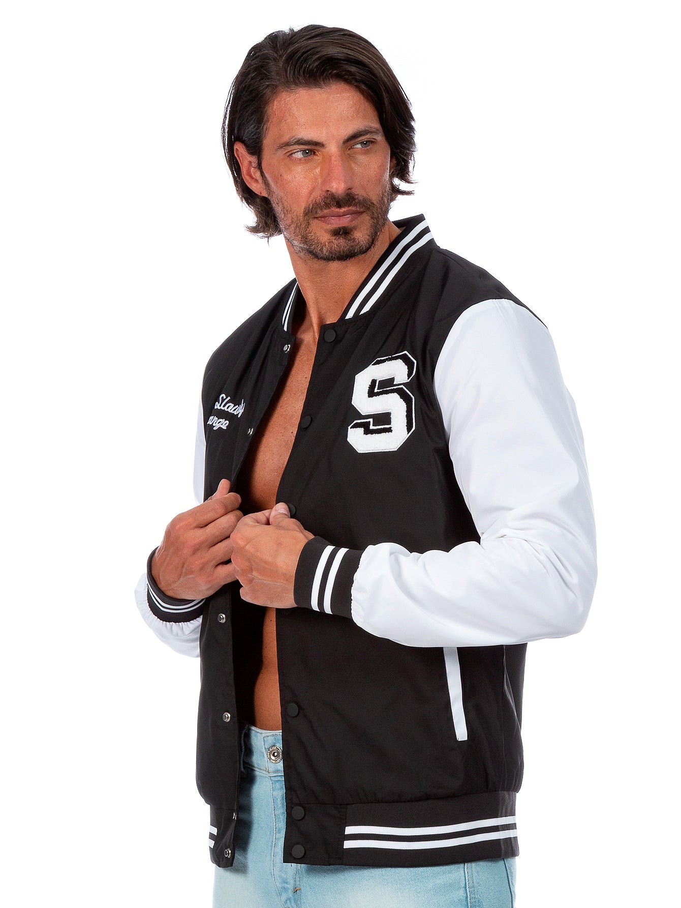 Chamarra Beisbolera Para Hombre Con Bolsillos