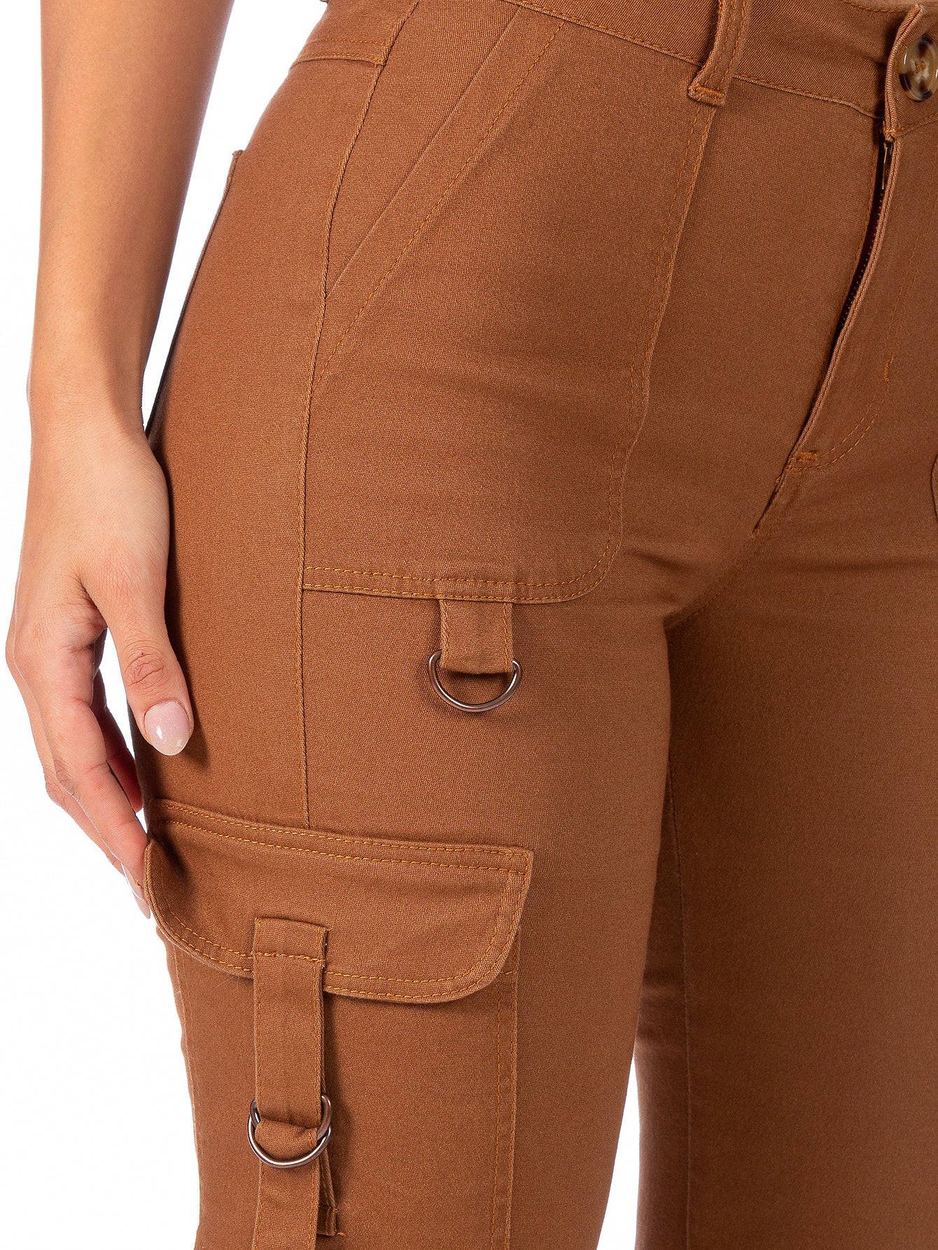 Pantalón Cargo Gabardina Stretch Mujer Con Hebillas