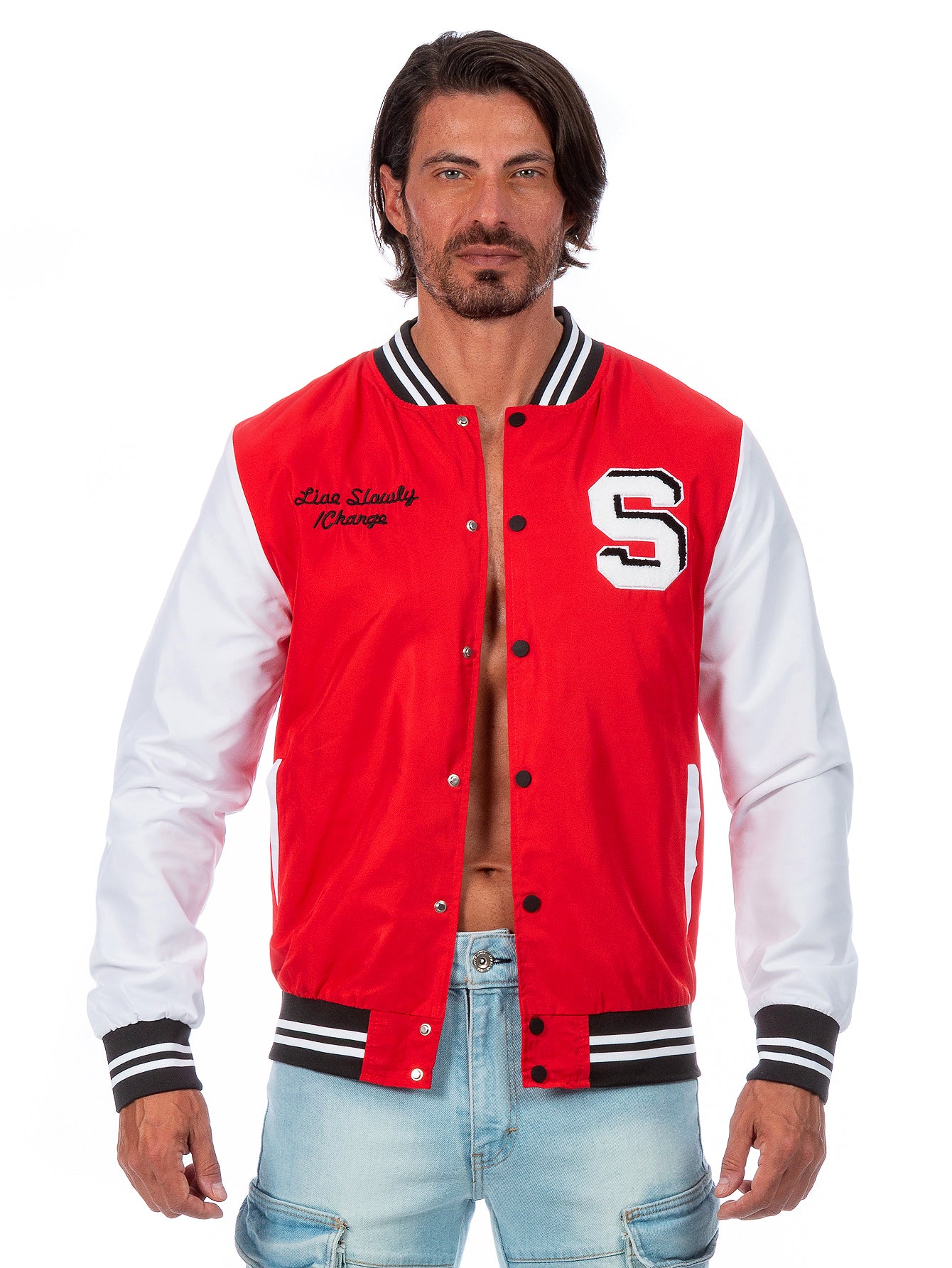 Chamarra Beisbolera Para Hombre Con Bolsillos