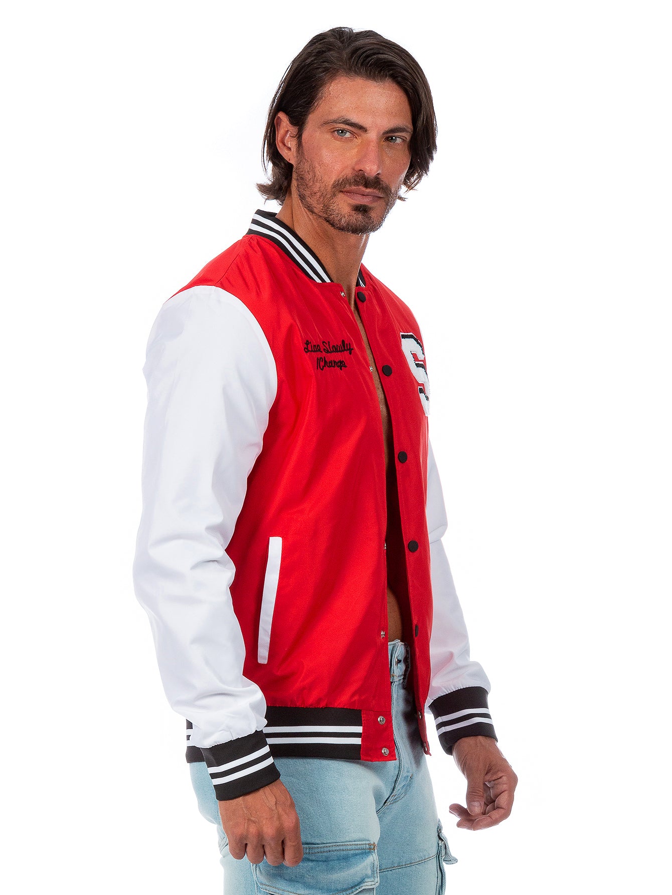 Chamarra Beisbolera Para Hombre Con Bolsillos