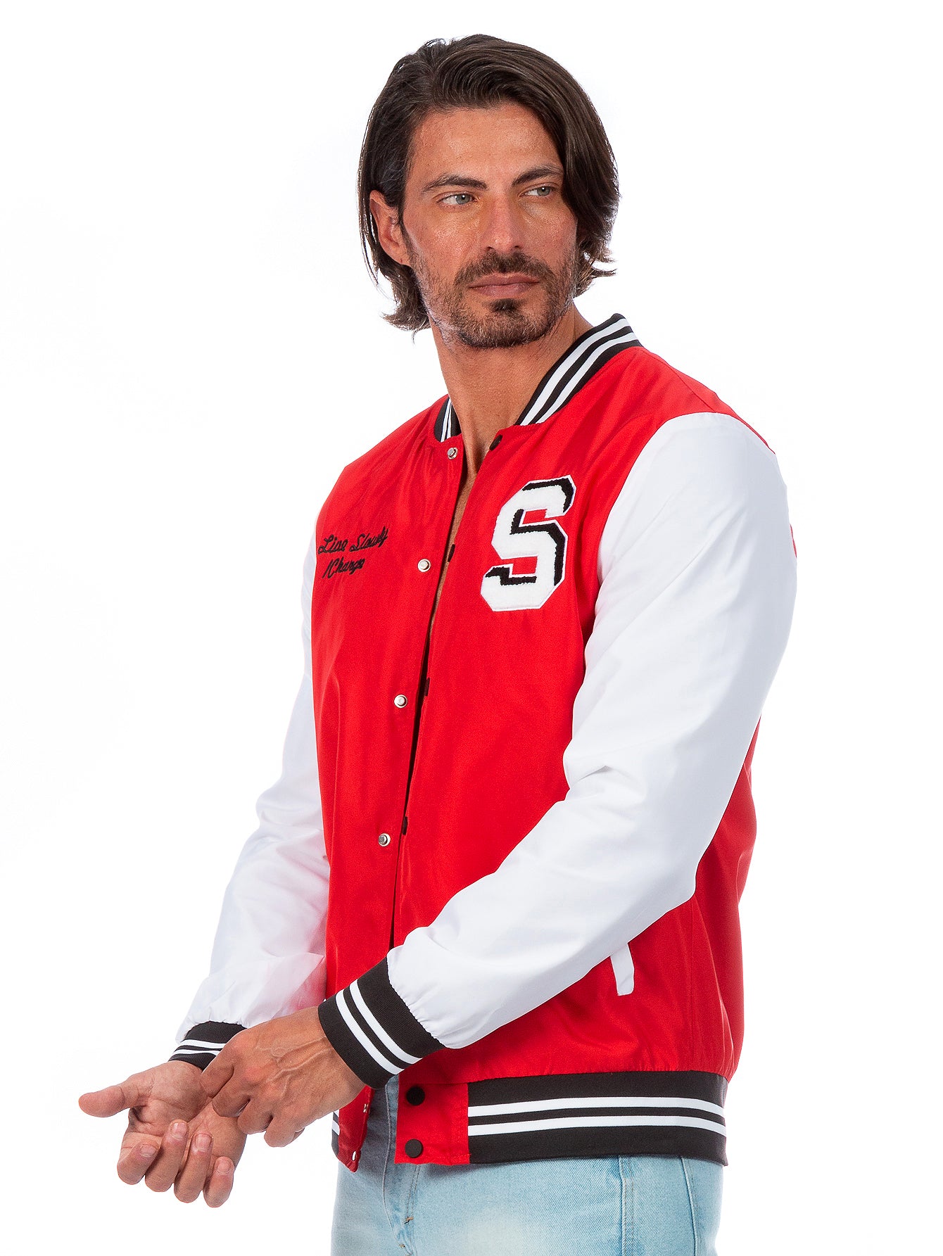 Chamarra Beisbolera Para Hombre Con Bolsillos