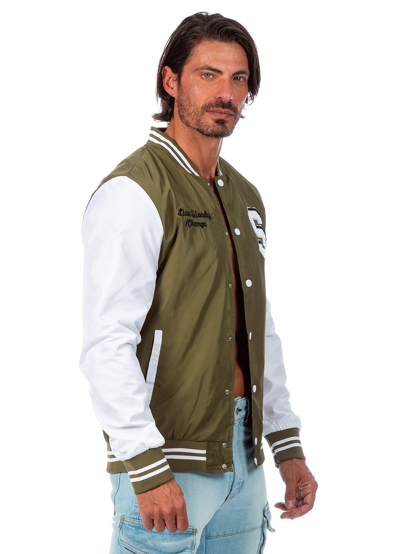 Chamarra Beisbolera Para Hombre Con Bolsillos