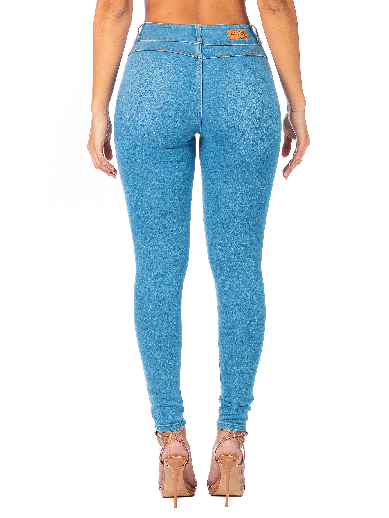 Pantalón Mezclilla Stretch Mujer Pretina Alta Sin Bolsillos