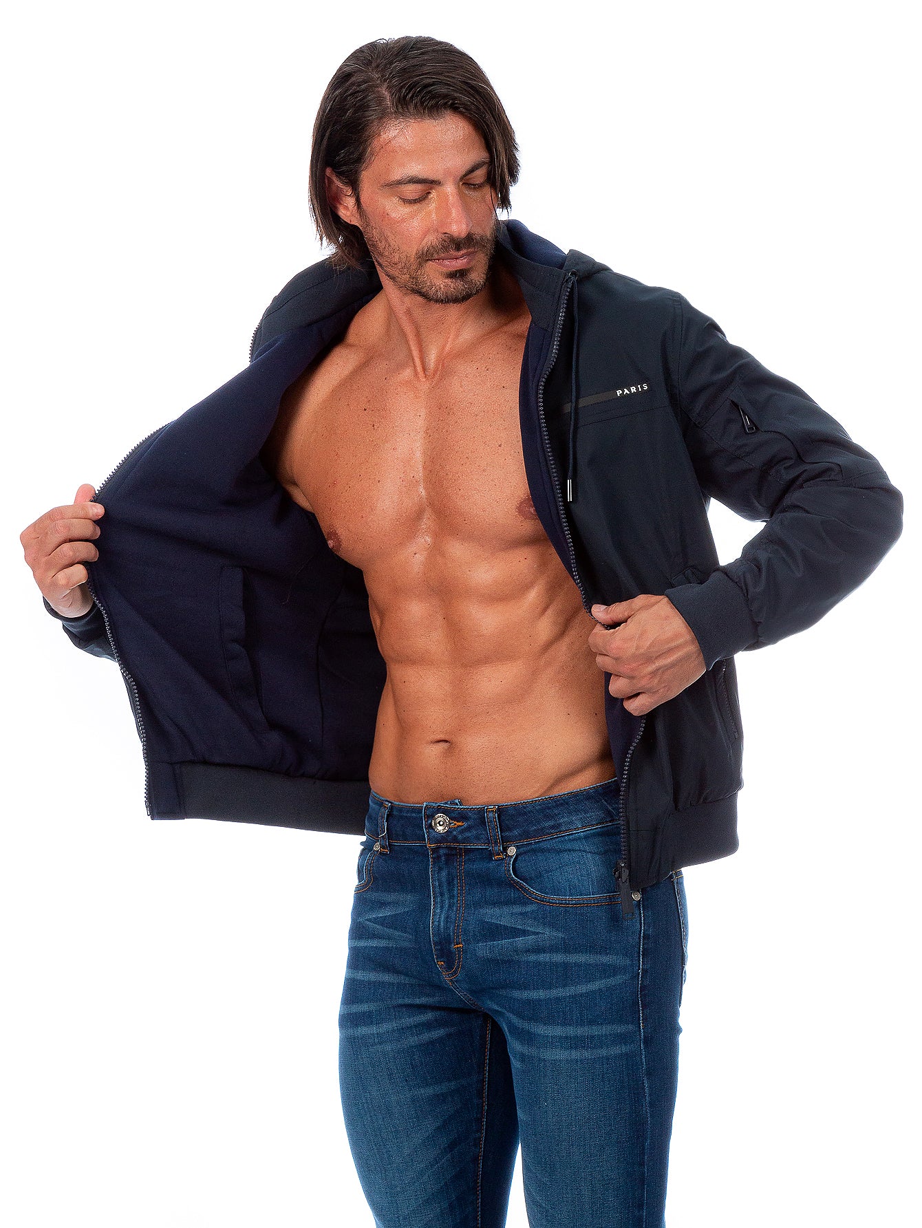 Chamarra Reversible Para Hombre Con Capucha Desmontable