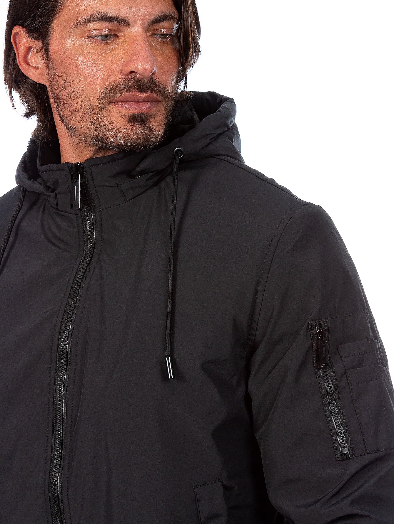 Chamarra Hombre Capucha Desmontable Forro De Peluche