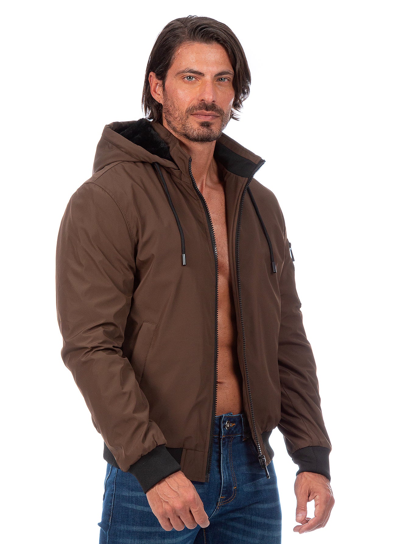 Chamarra Hombre Capucha Desmontable Forro De Peluche