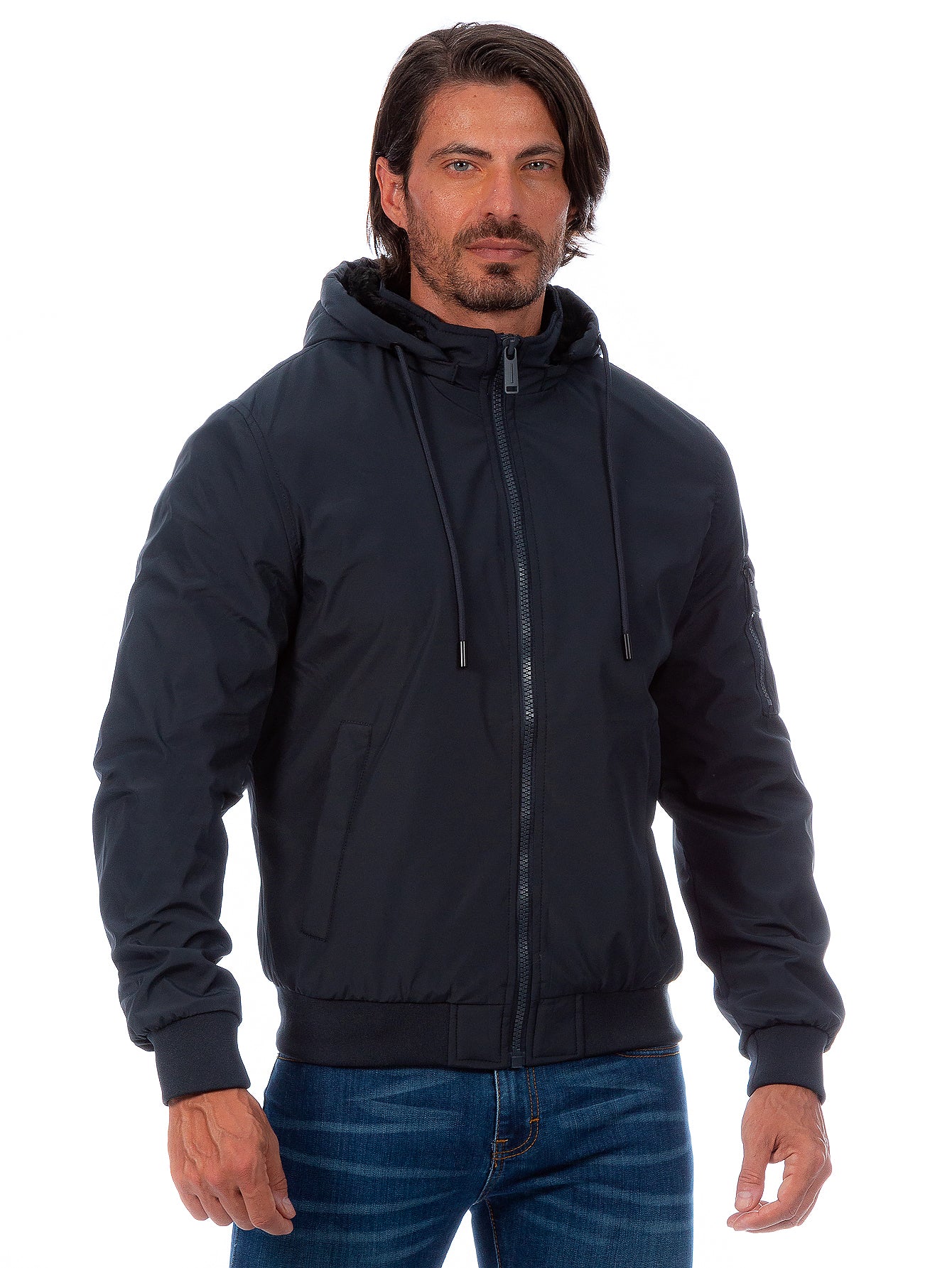 Chamarra Hombre Capucha Desmontable Forro De Peluche