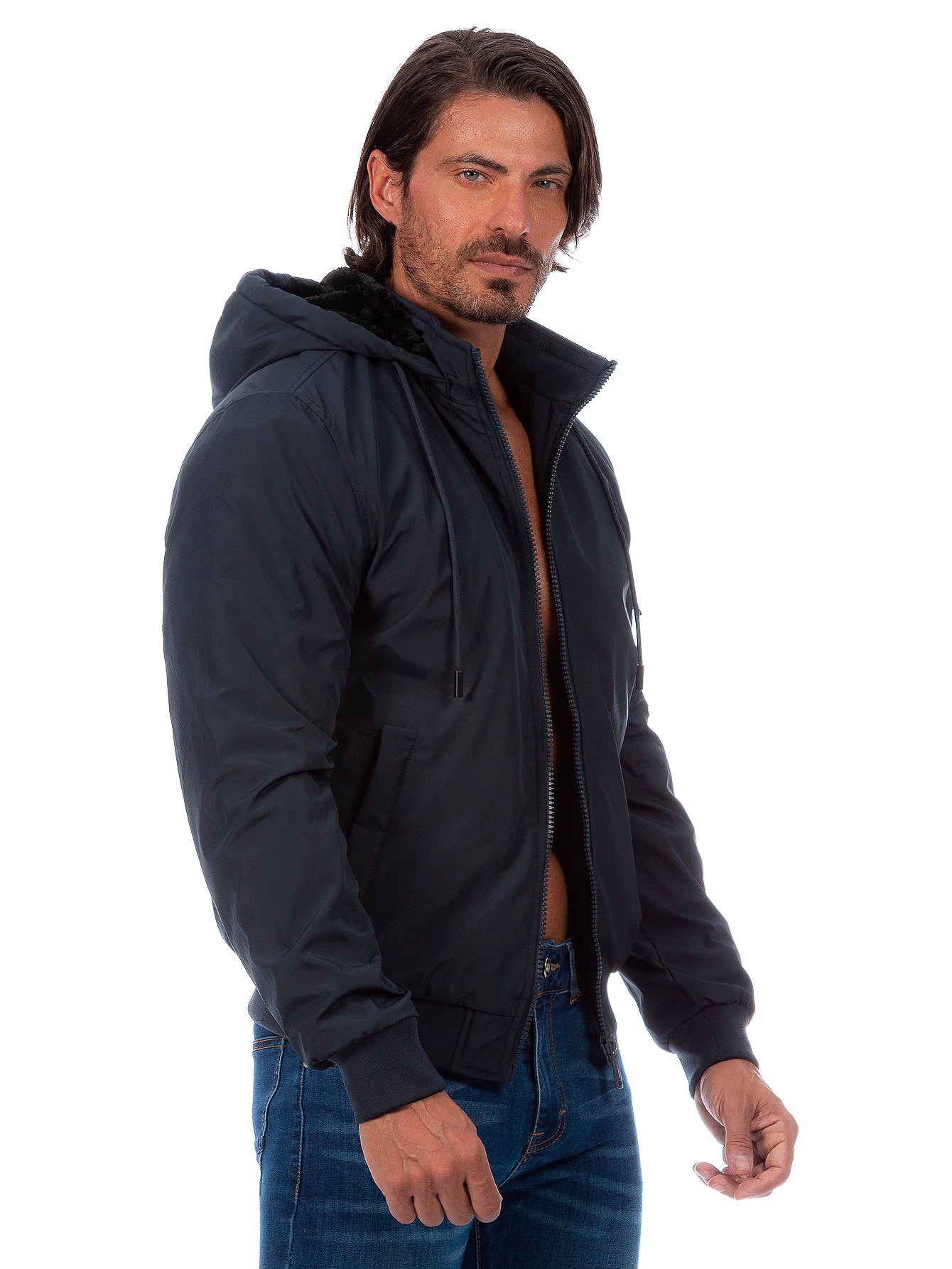 Chamarra Hombre Capucha Desmontable Forro De Peluche