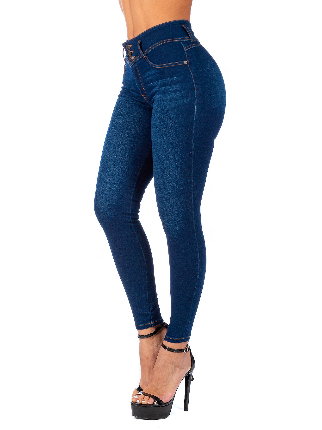 Pantalón Mezclilla Stretch Mujer 3 Botones En Cintura