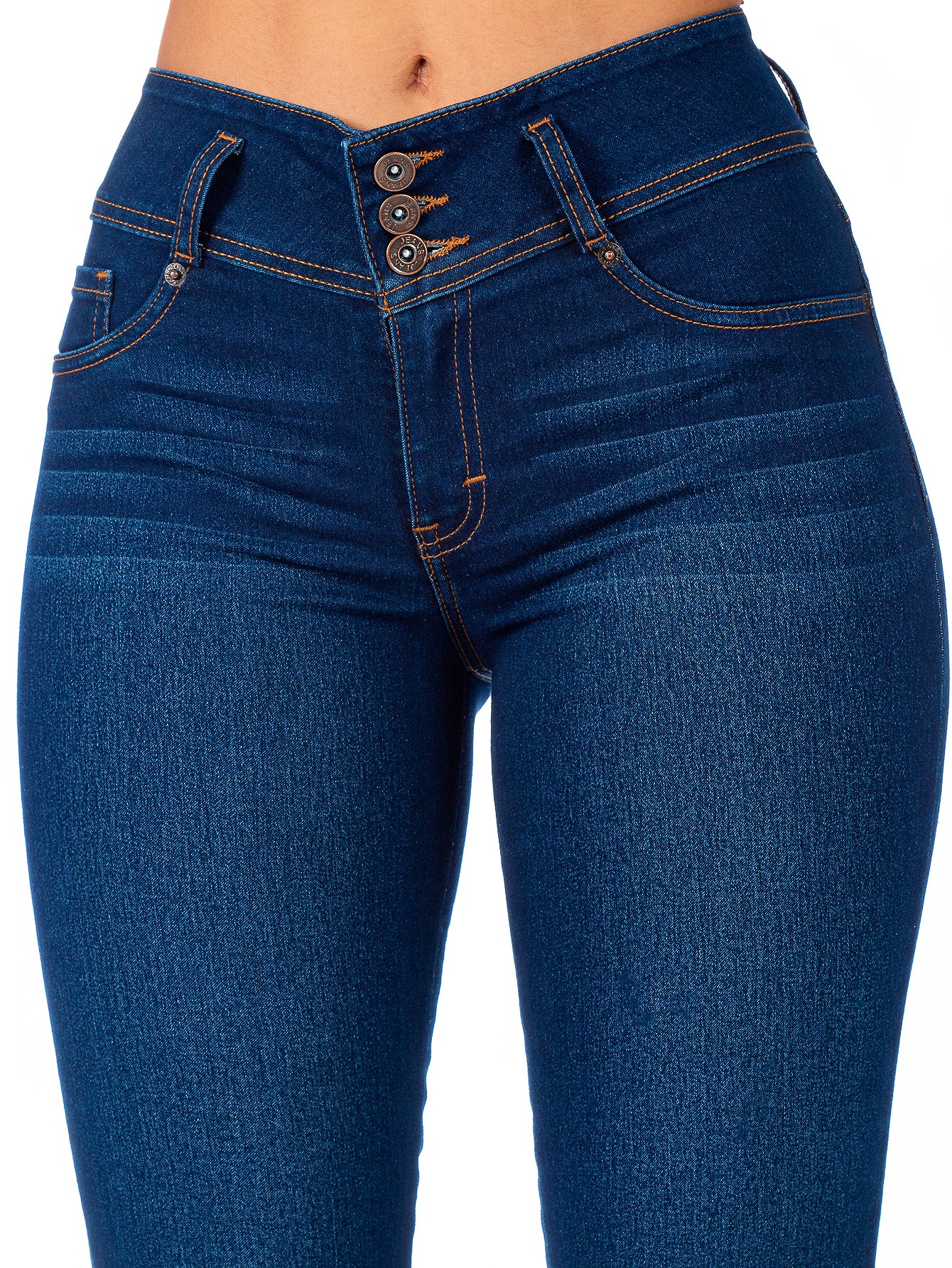 Pantalón Mezclilla Stretch Mujer 3 Botones En Cintura