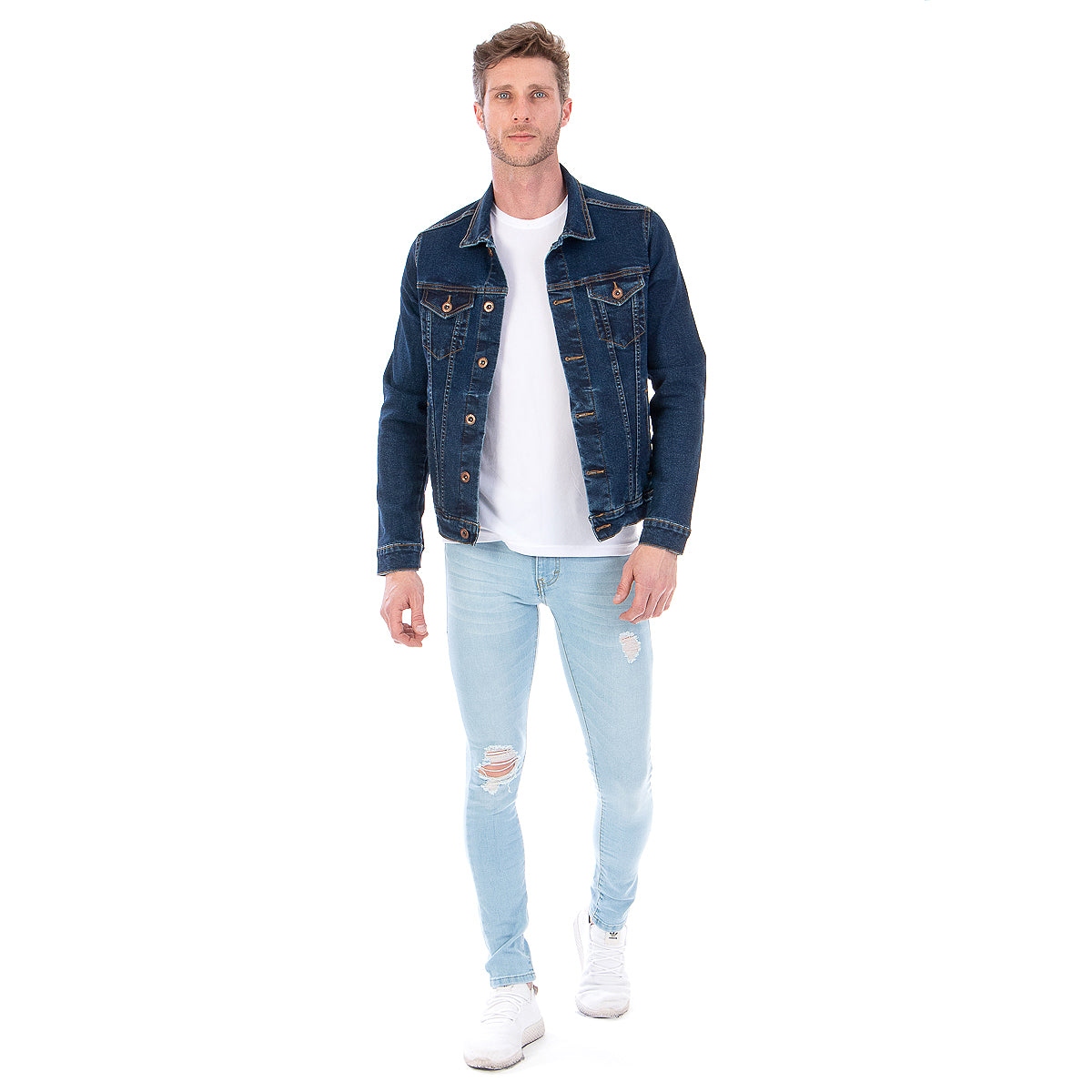 Chamarra Mezclilla Stretch Hombre Azul Obscuro