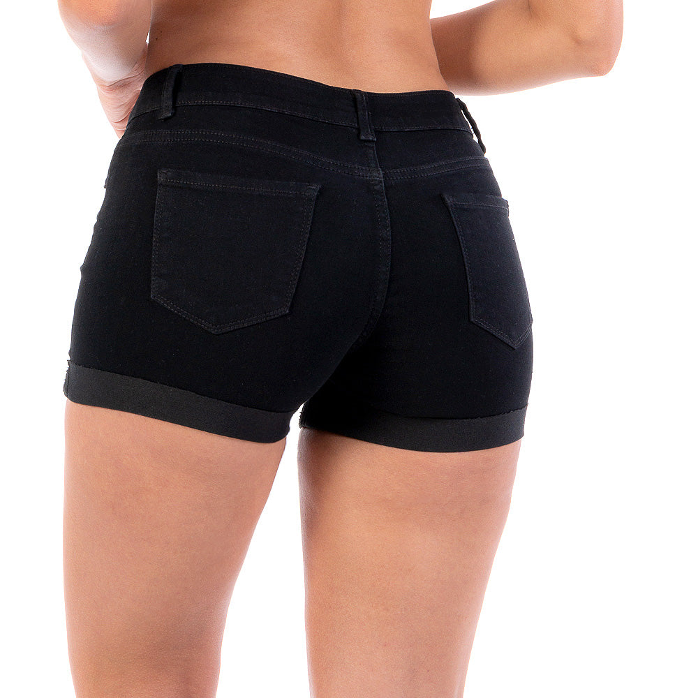 Short Mezclilla Stretch Mujer Con Dobladillo Envuelto