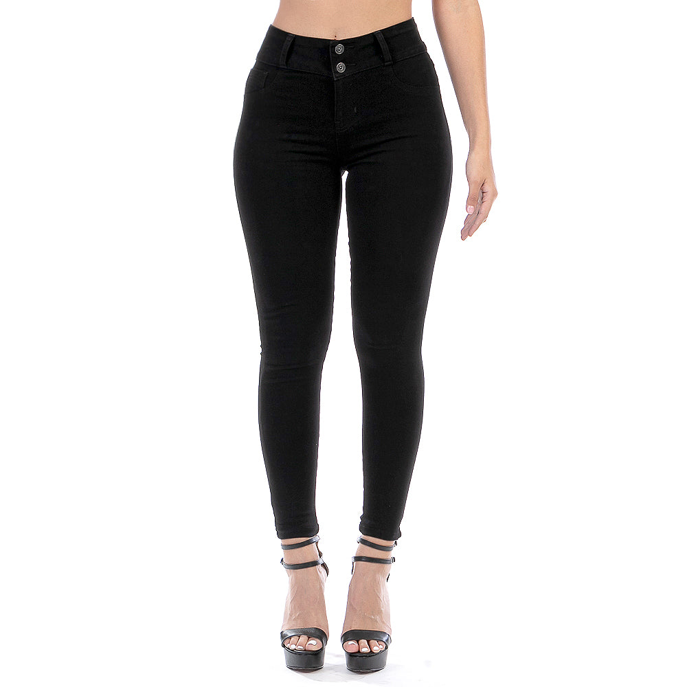 Pantalón Mezclilla Stretch Mujer Pretina Alta Sin Bolsillos