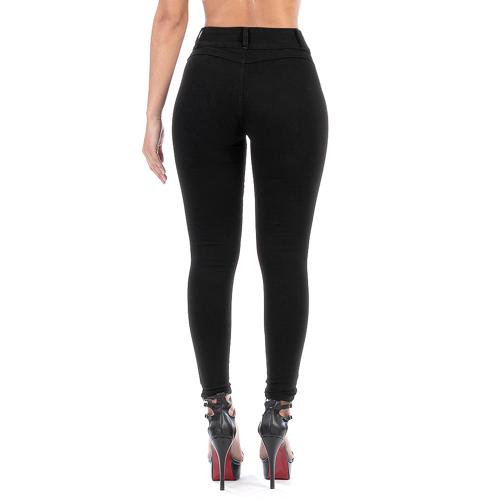 Pantalón Mezclilla Stretch Mujer Pretina Alta Sin Bolsillos