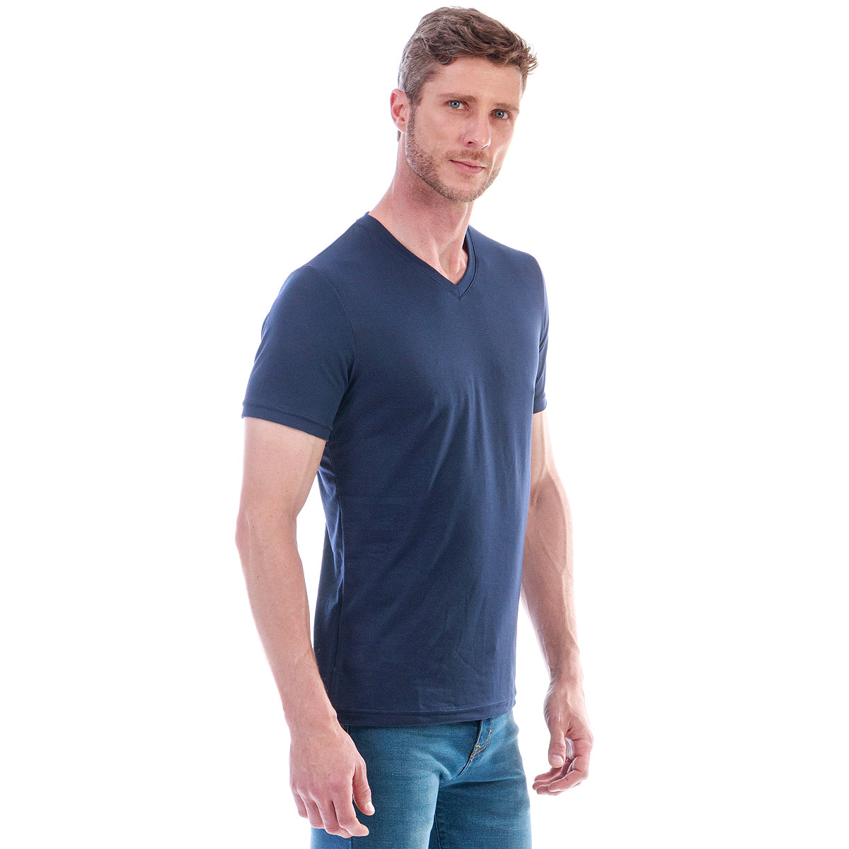 Playera Cuello En V Hombre Manga Corta Básica