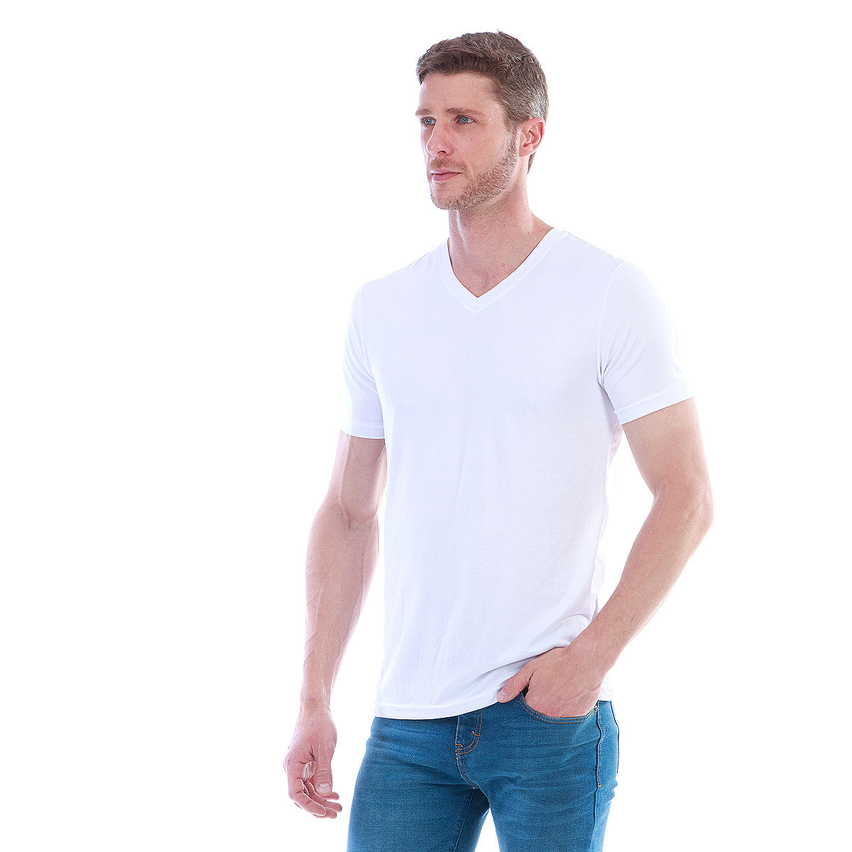 Playera Cuello En V Hombre Manga Corta Básica