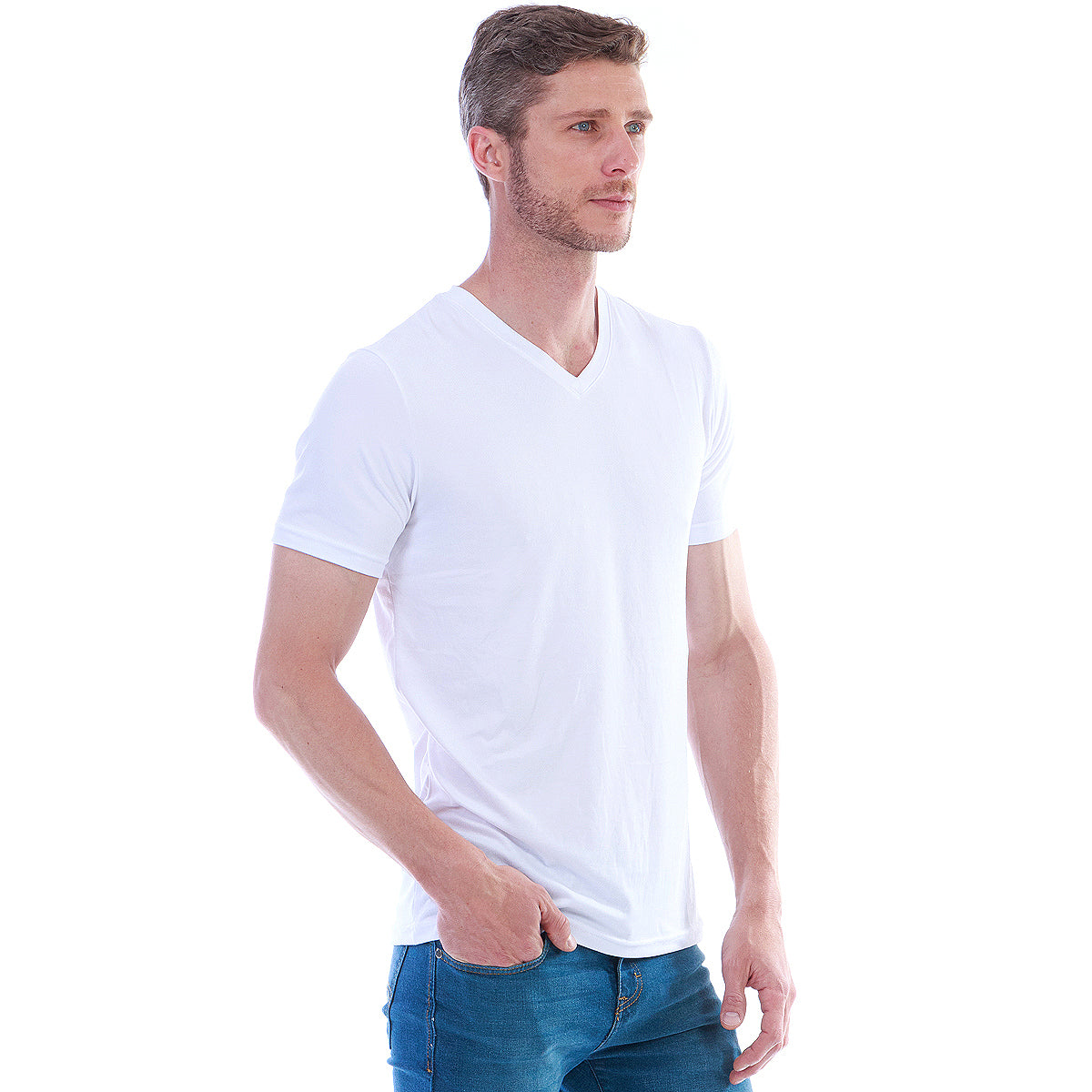 Playera Cuello En V Hombre Manga Corta Básica