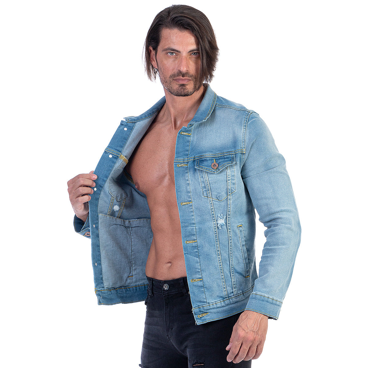 Chamarra Mezclilla Stretch Hombre Ligera Demoliciòn