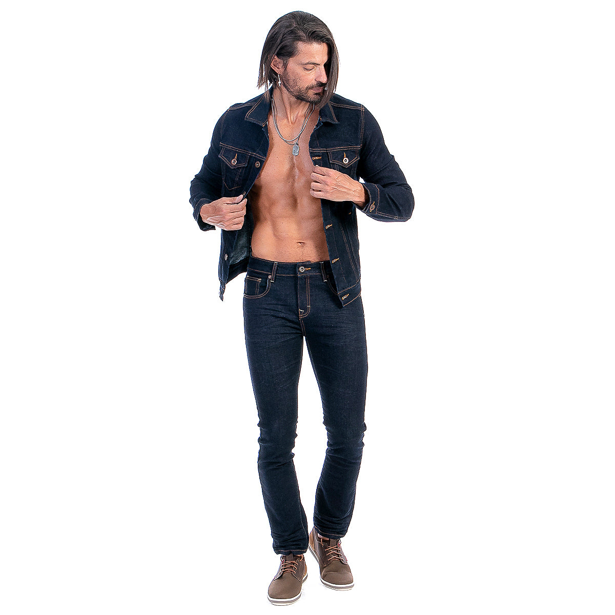 Chamarra Mezclilla Stretch Hombre Con Bolsillos 16 Baños