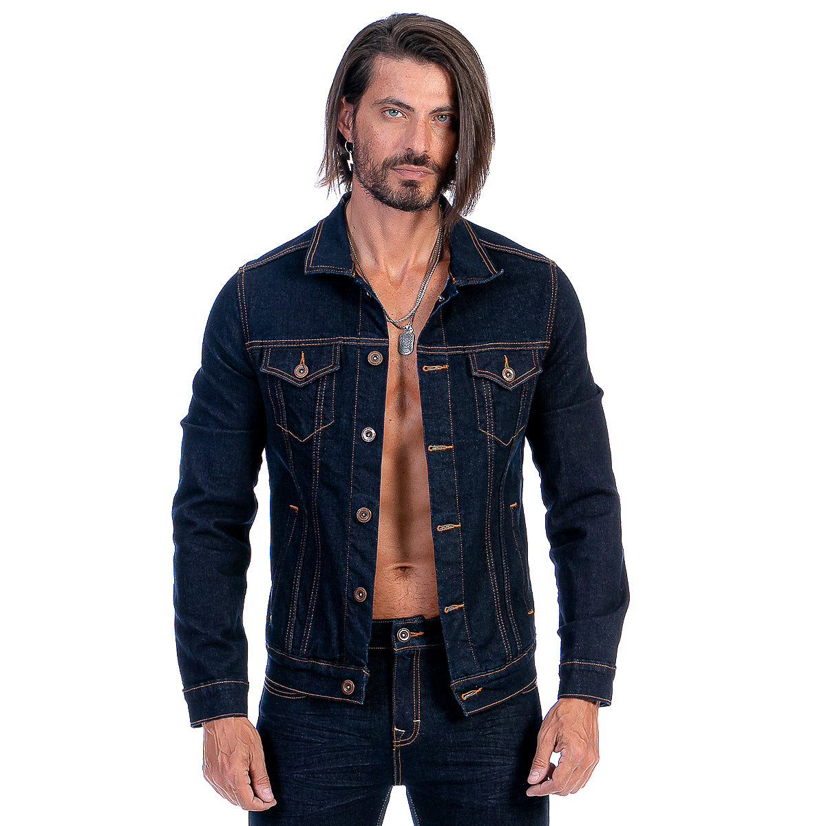 Chamarra Mezclilla Stretch Hombre Con Bolsillos 16 Baños