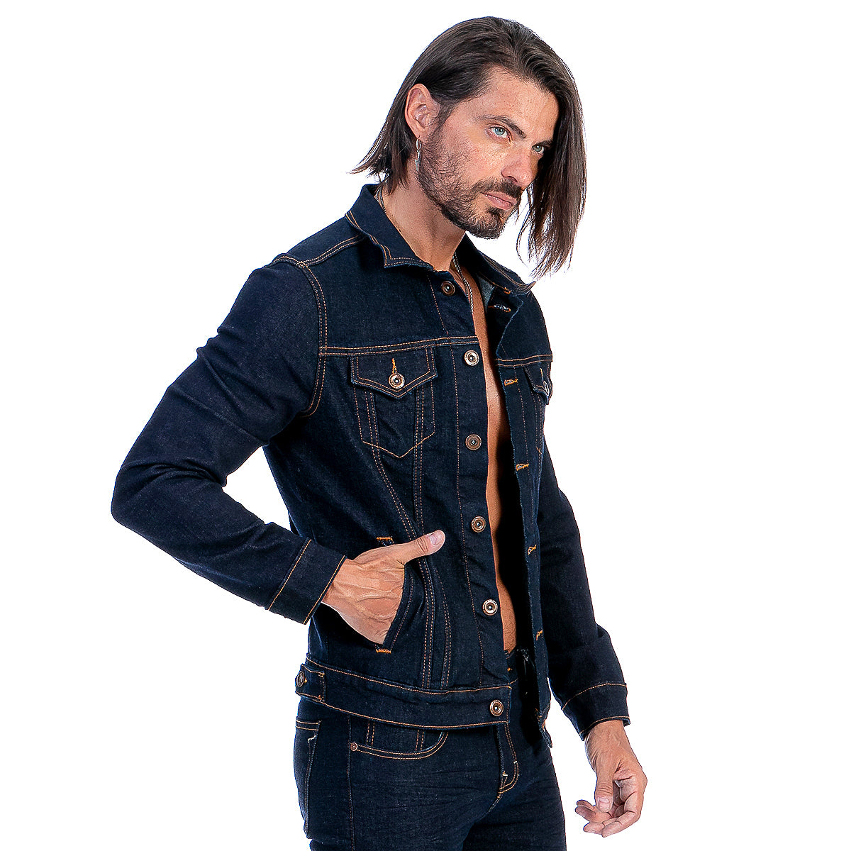 Chamarra Mezclilla Stretch Hombre Con Bolsillos 16 Baños