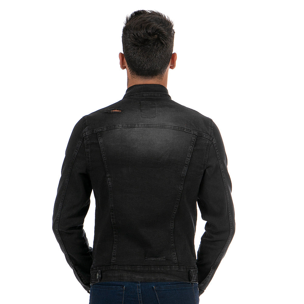 Mezclilla Negra Casaca De Mezclilla Hombre Chaqueta Outfits De