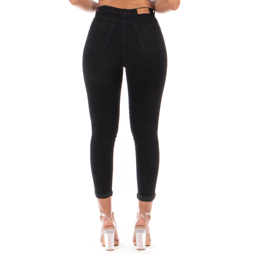 Pantalón Mezclilla Stretch Mujer Con Dobladillo