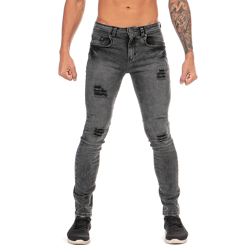 Pantalón Mezclilla Stretch Hombre Snow Negro Demolición