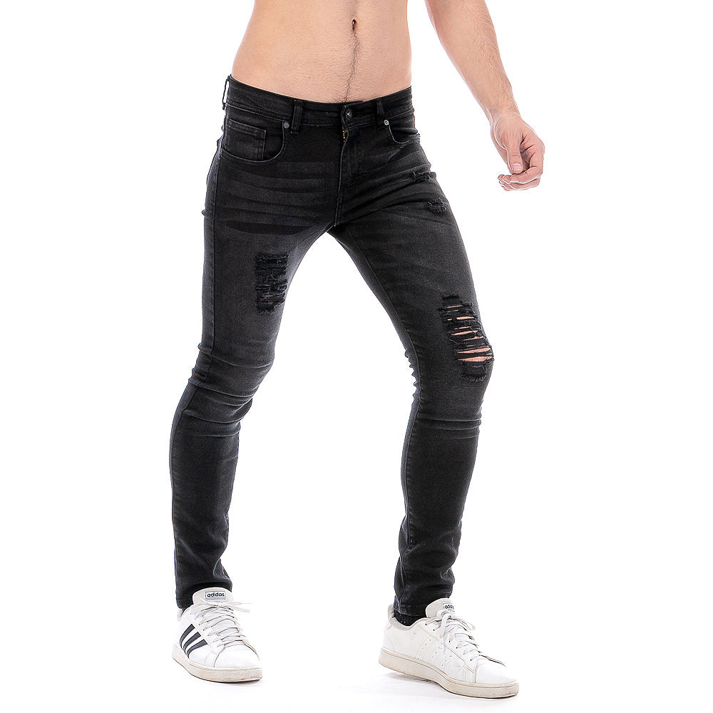 Pantalón Mezclilla Stretch Hombre Black Rocket Destrucción