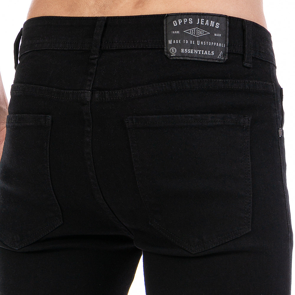 Pantalón Mezclilla Stretch Hombre Biker Negro Demolición