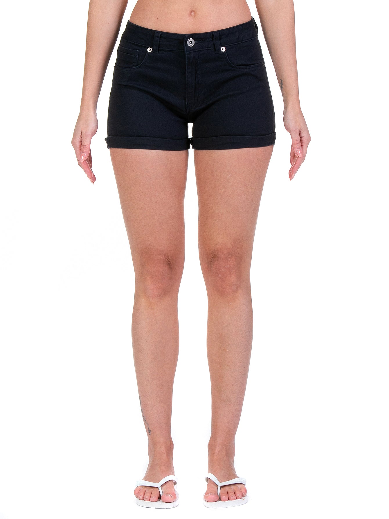 Short Gabardina Stretch Mujer Con Dobladillo Envuelto