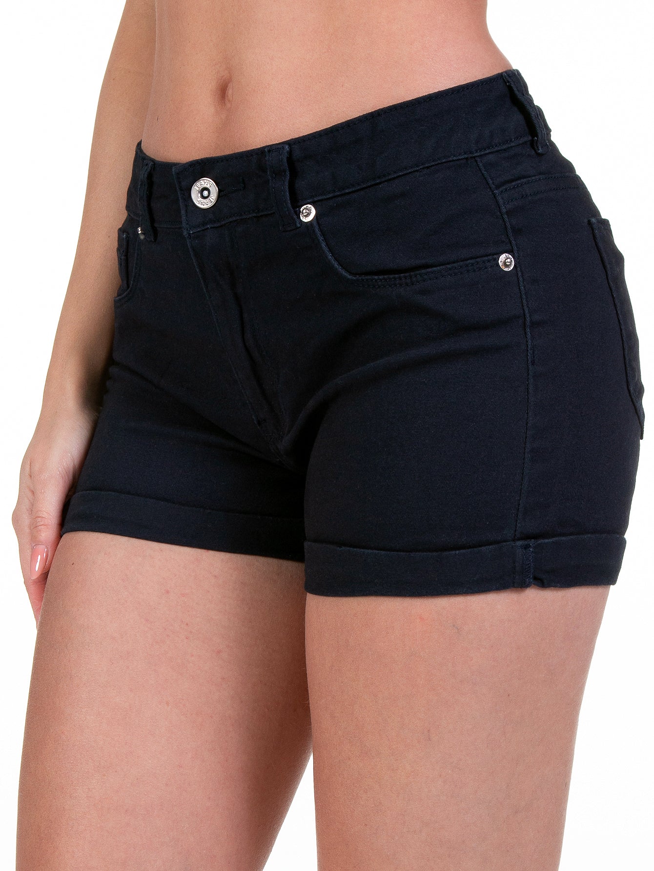 Short Gabardina Stretch Mujer Con Dobladillo Envuelto