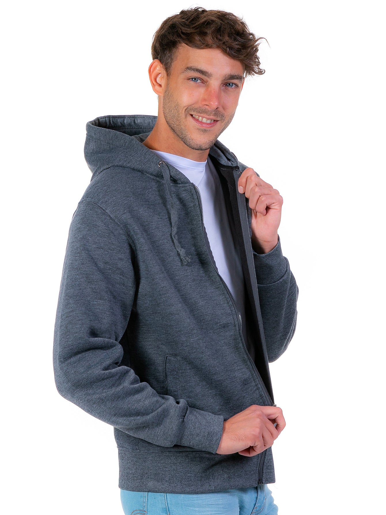 Sudadera Abierta Para Hombre Con Cierre Metálico