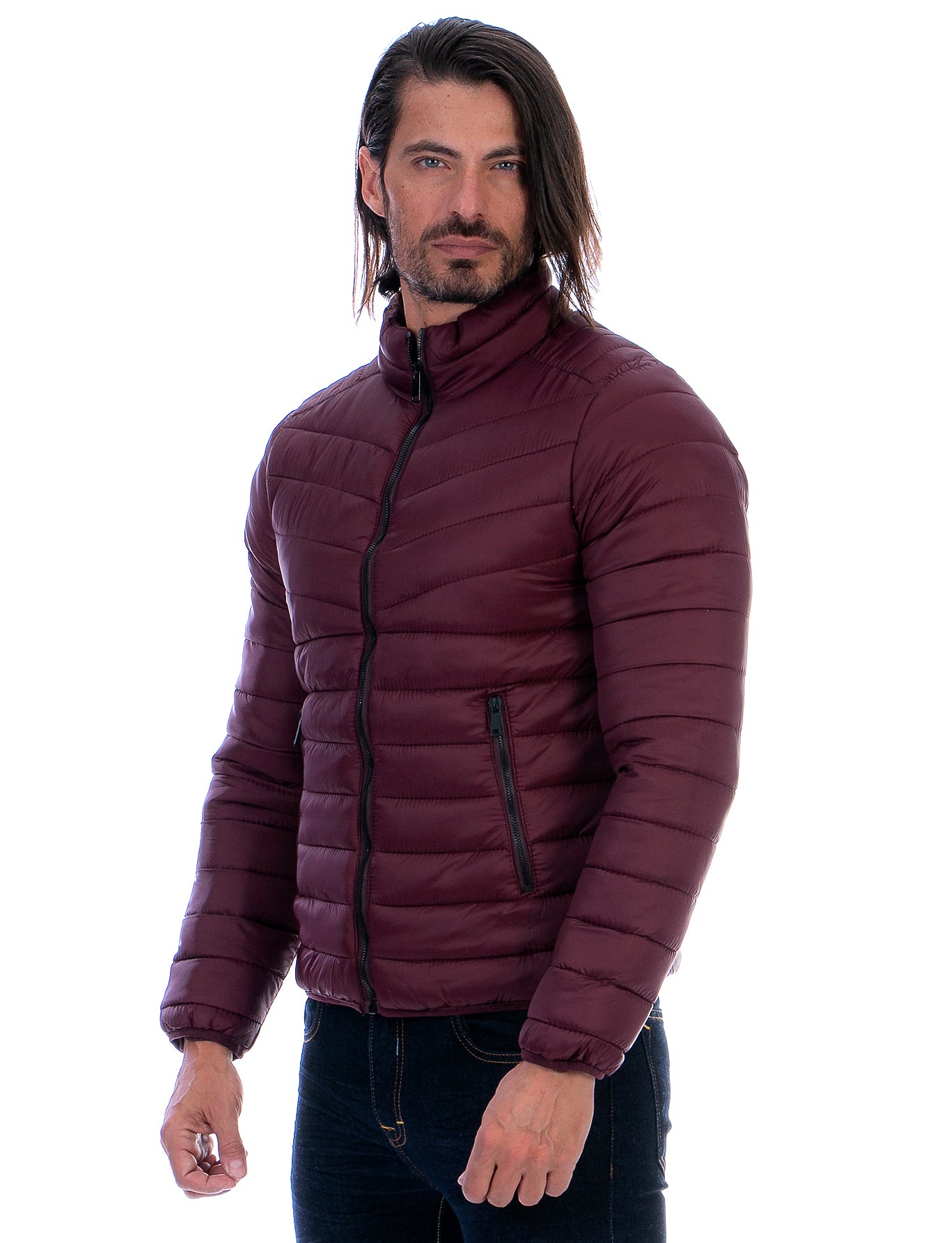 Chamarra Hombre Capitonada Con Bolsillos Forro Peluche Fino