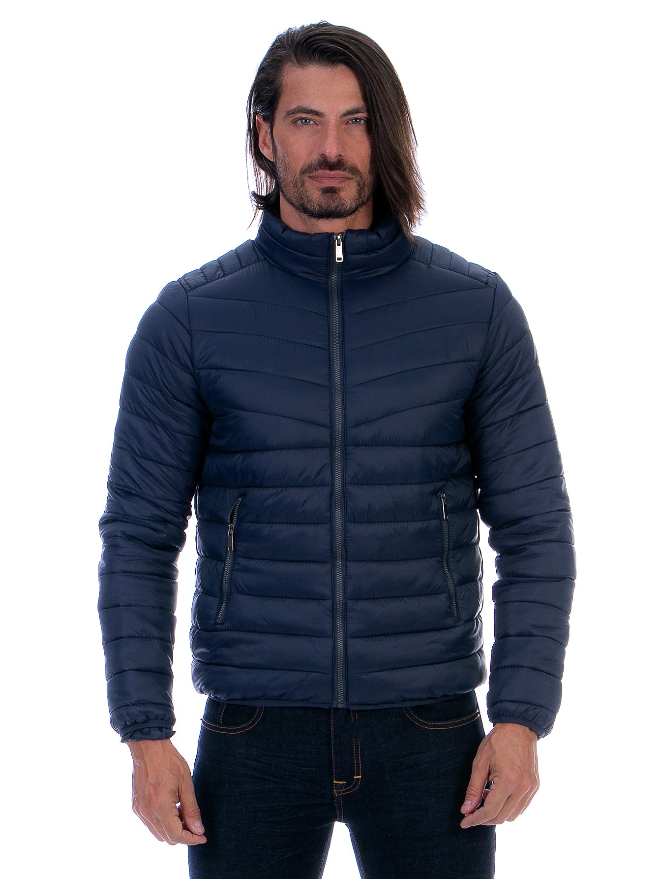 Chamarra Hombre Capitonada Con Bolsillos Forro Peluche Fino