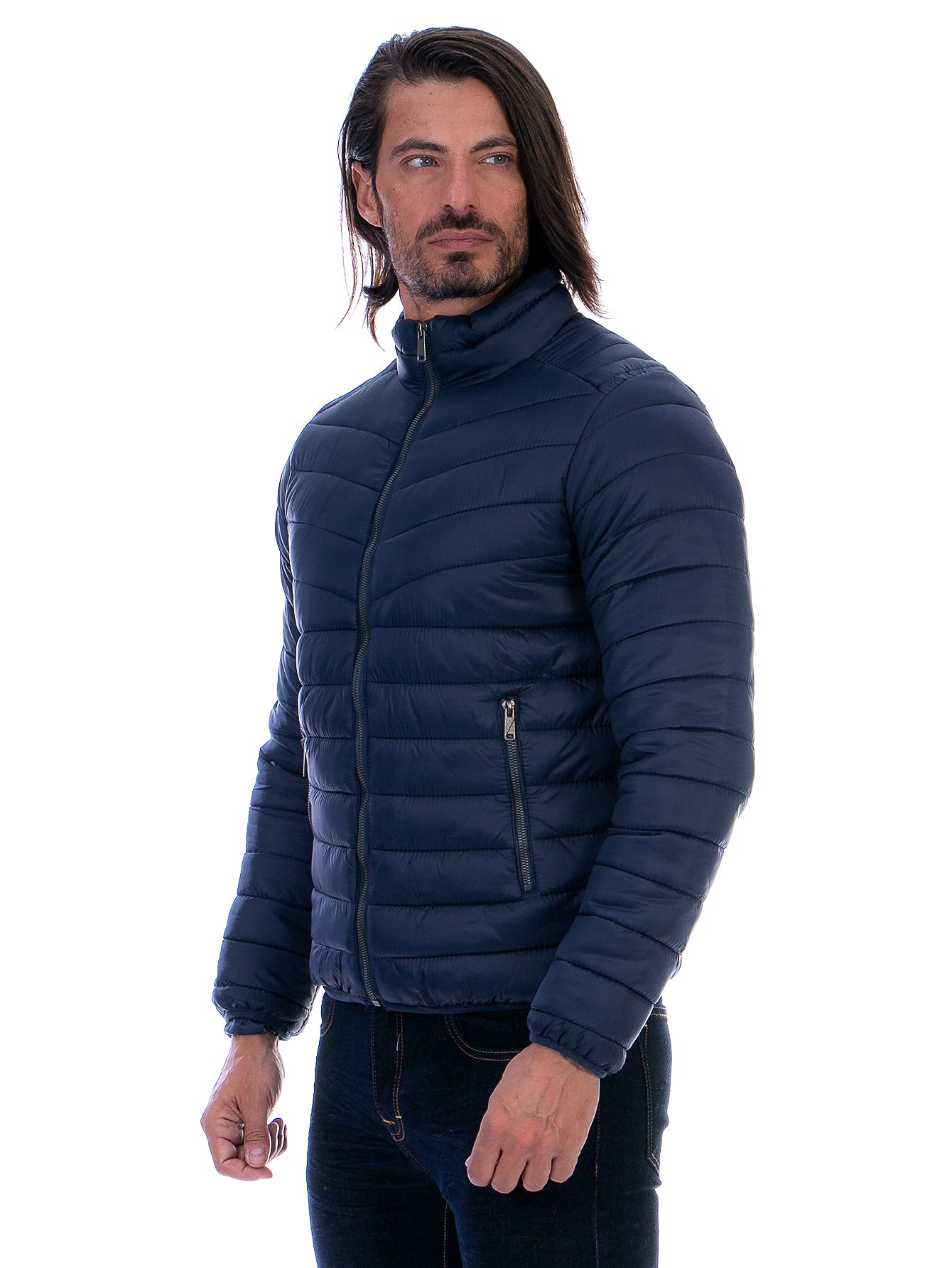 Chamarra Hombre Capitonada Con Bolsillos Forro Peluche Fino