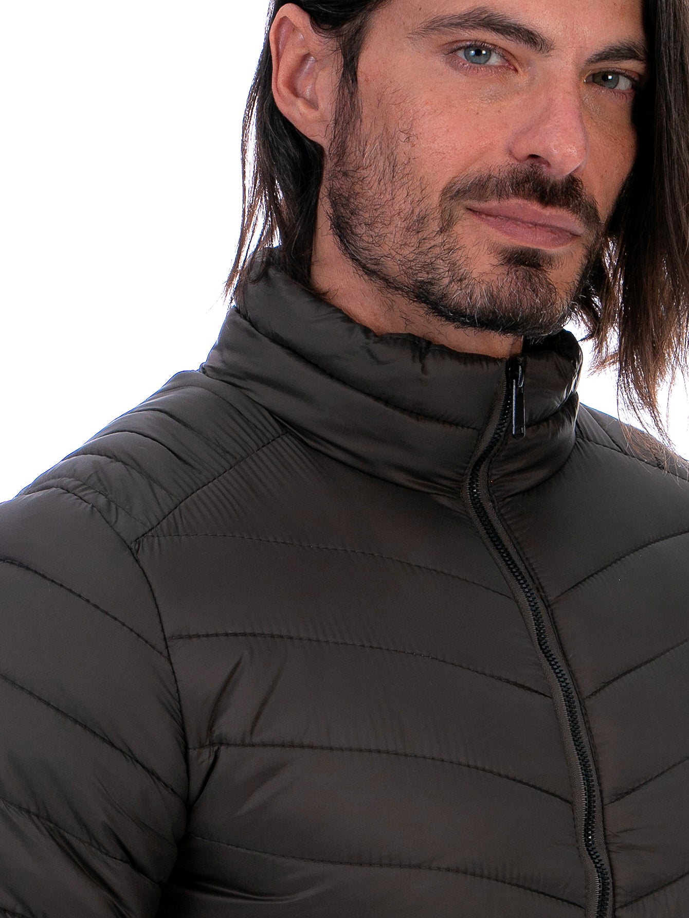 Chamarra Hombre Capitonada Con Bolsillos Forro Peluche Fino