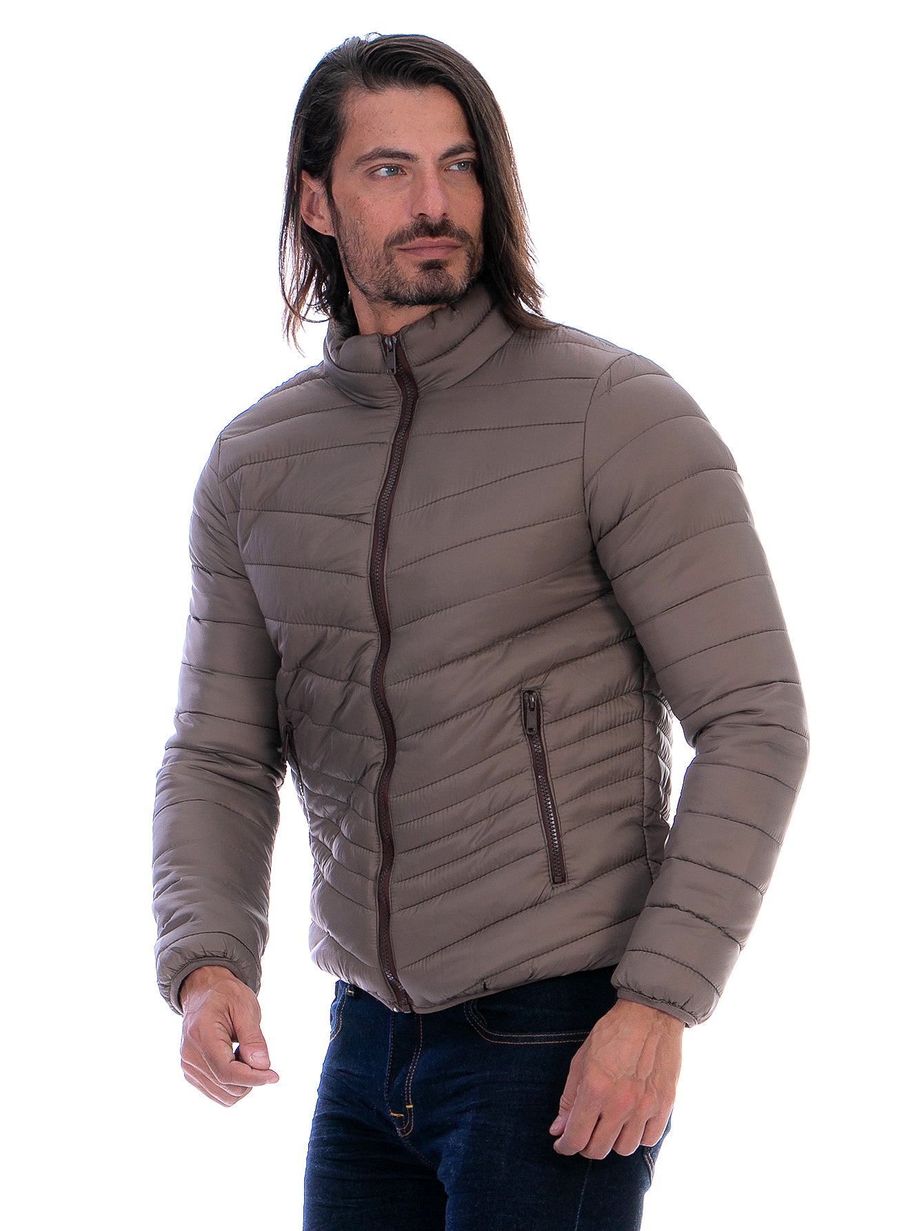 Chamarra Capitonada Hombre Con Bolsillos Forro Peluche Fino