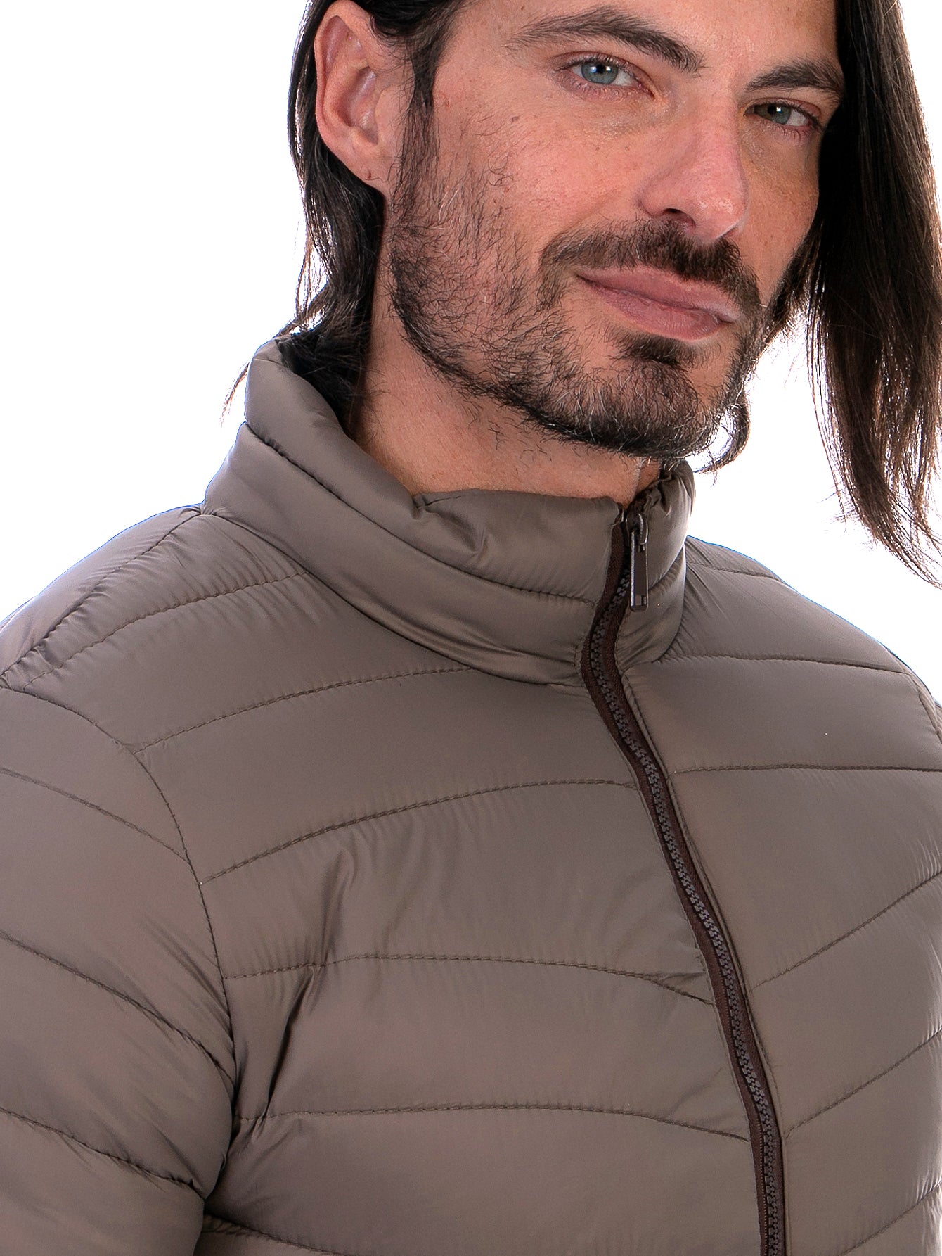 Chamarra Capitonada Hombre Con Bolsillos Forro Peluche Fino