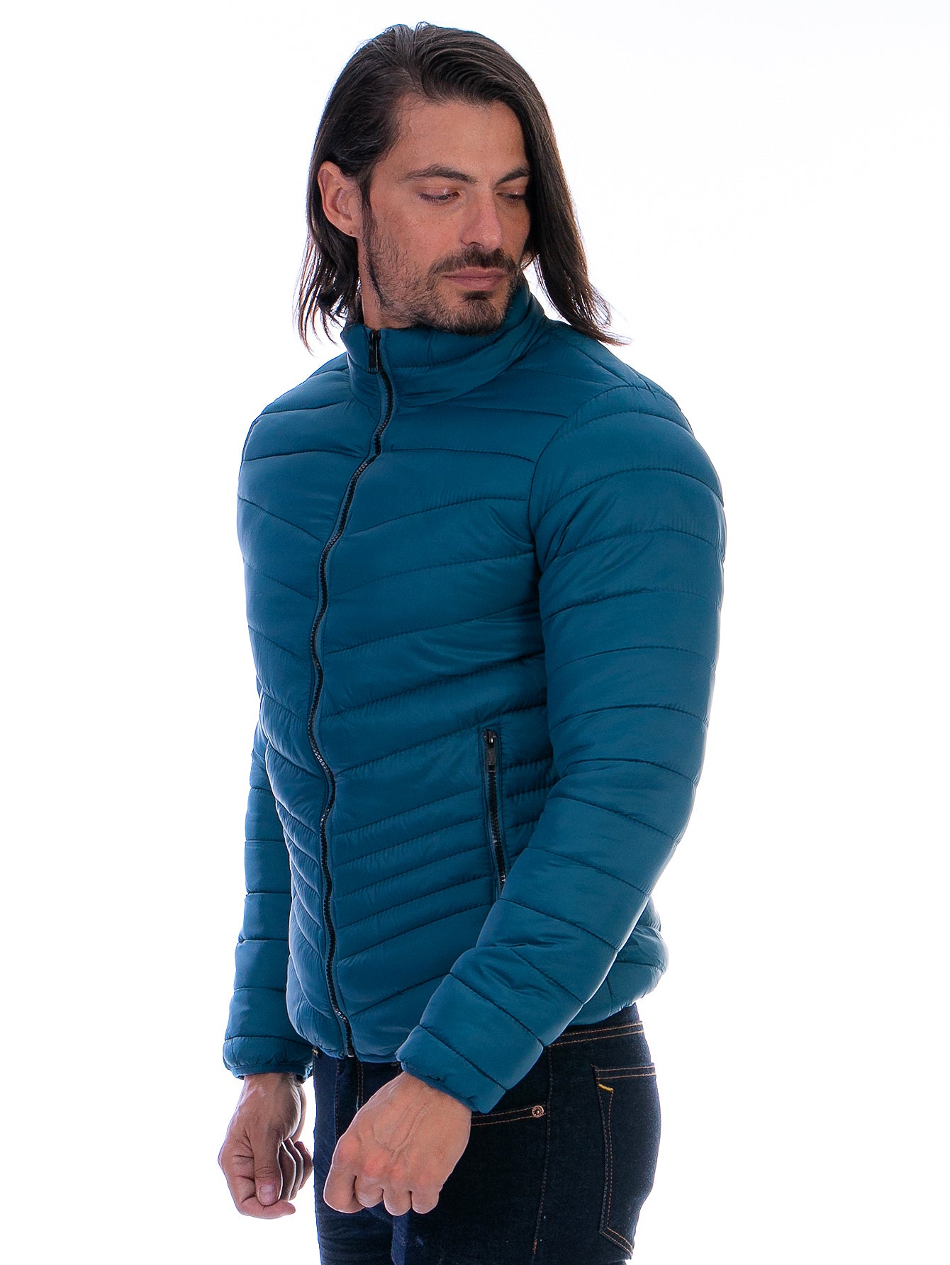 Chamarra Capitonada Hombre Con Bolsillos Forro Peluche Fino