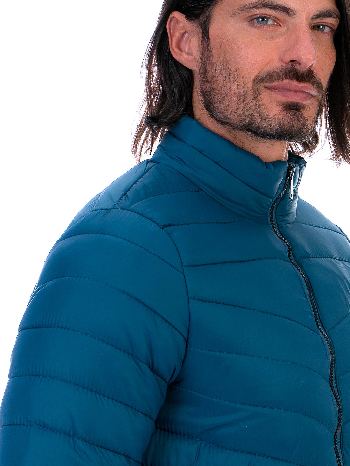 Chamarra Capitonada Hombre Con Bolsillos Forro Peluche Fino