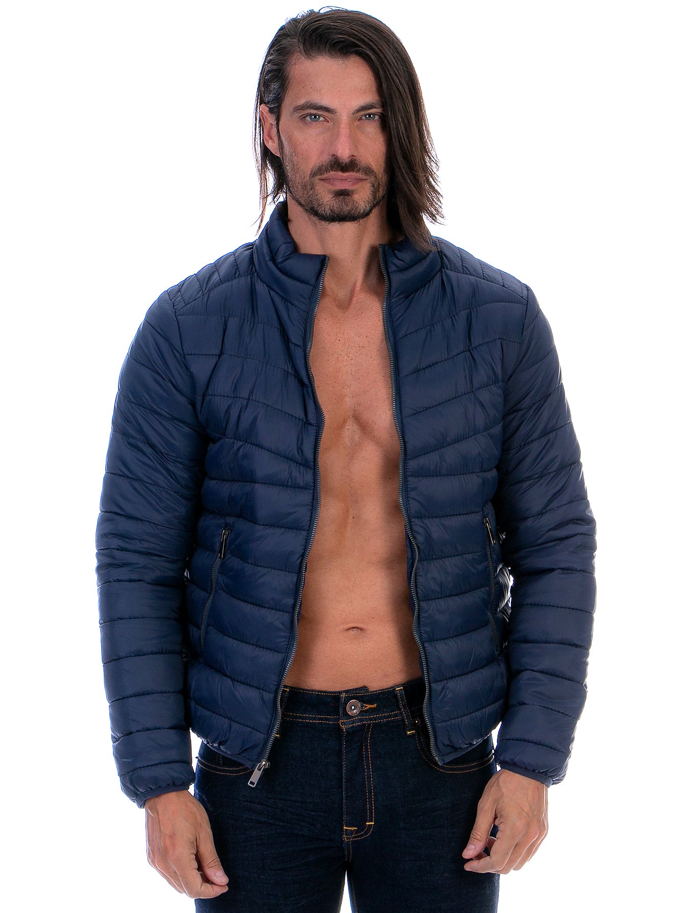 Chamarra Capitonada Para Hombre Con Forro De Peluche Fino