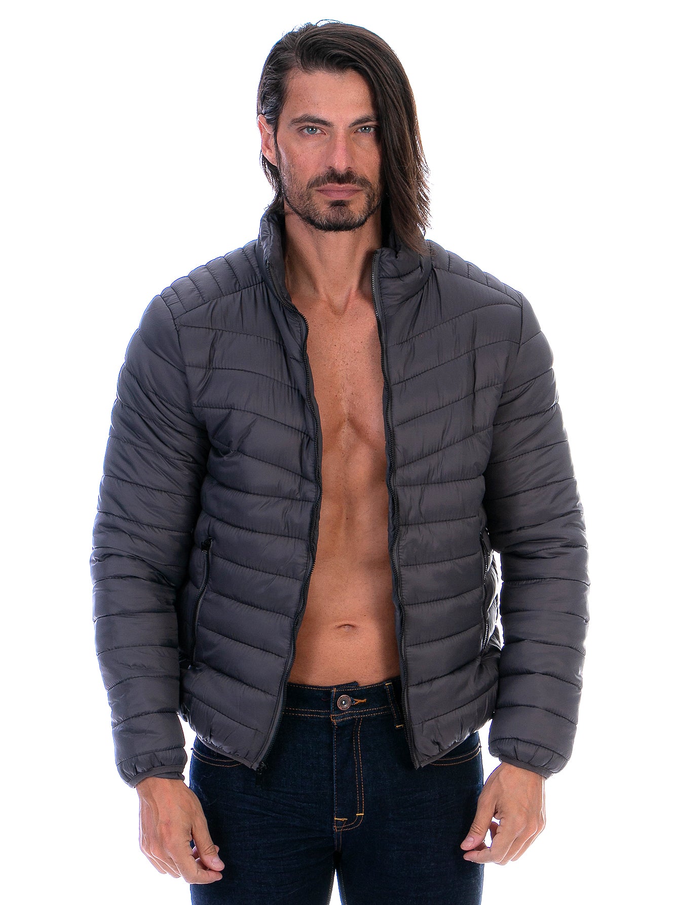 Chamarra Capitonada Para Hombre Con Forro De Peluche Fino