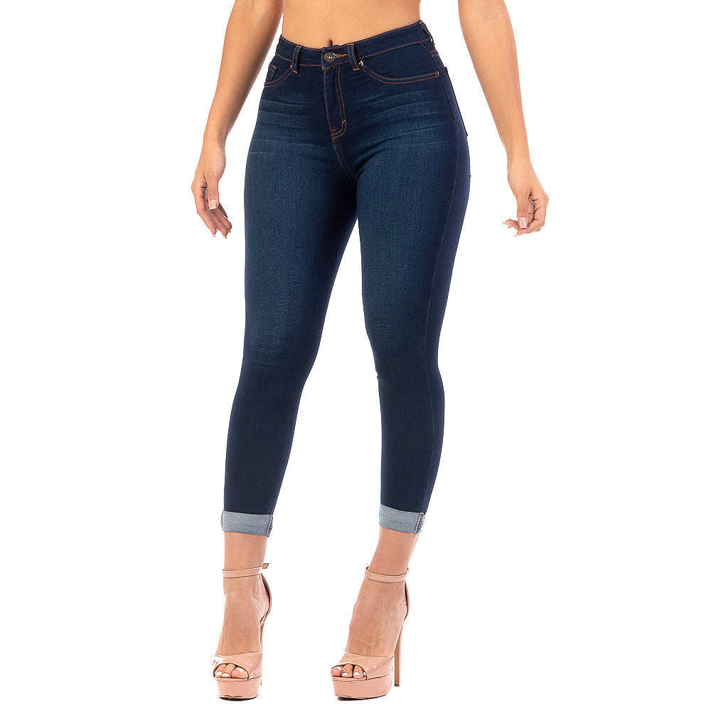 Pantalón Mezclilla Stretch Mujer Con Dobladillo