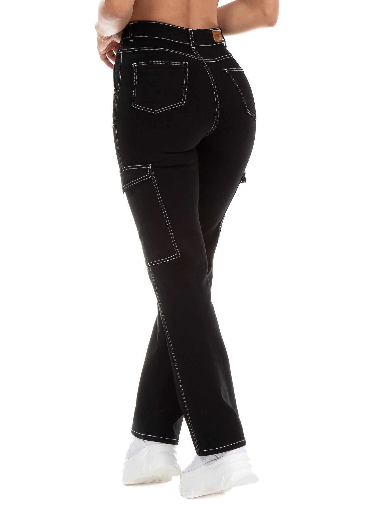 Pantalón Cargo Mezclilla Stretch Mujer Tiro Alto
