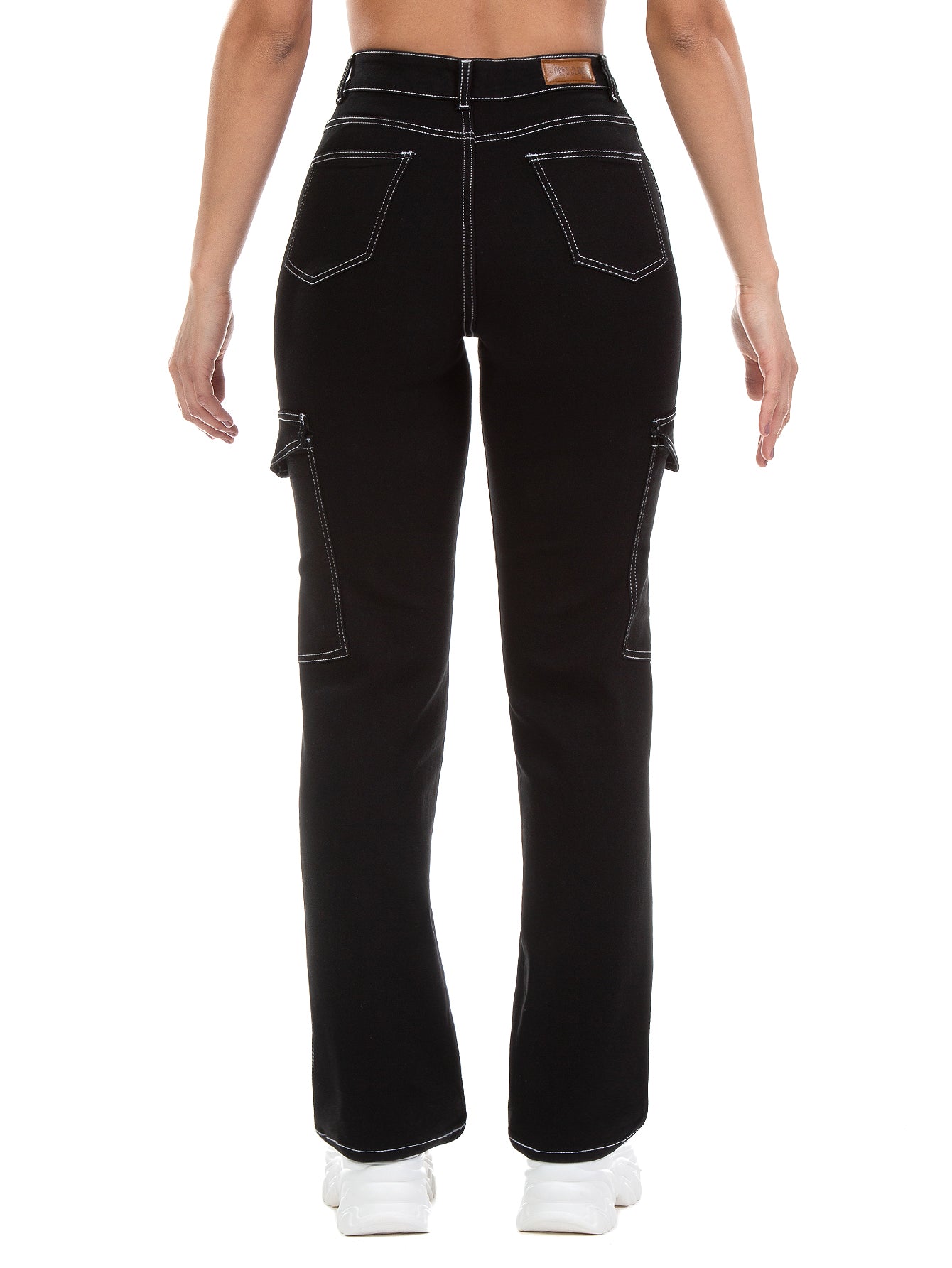 Pantalón Cargo Mezclilla Stretch Mujer Tiro Alto