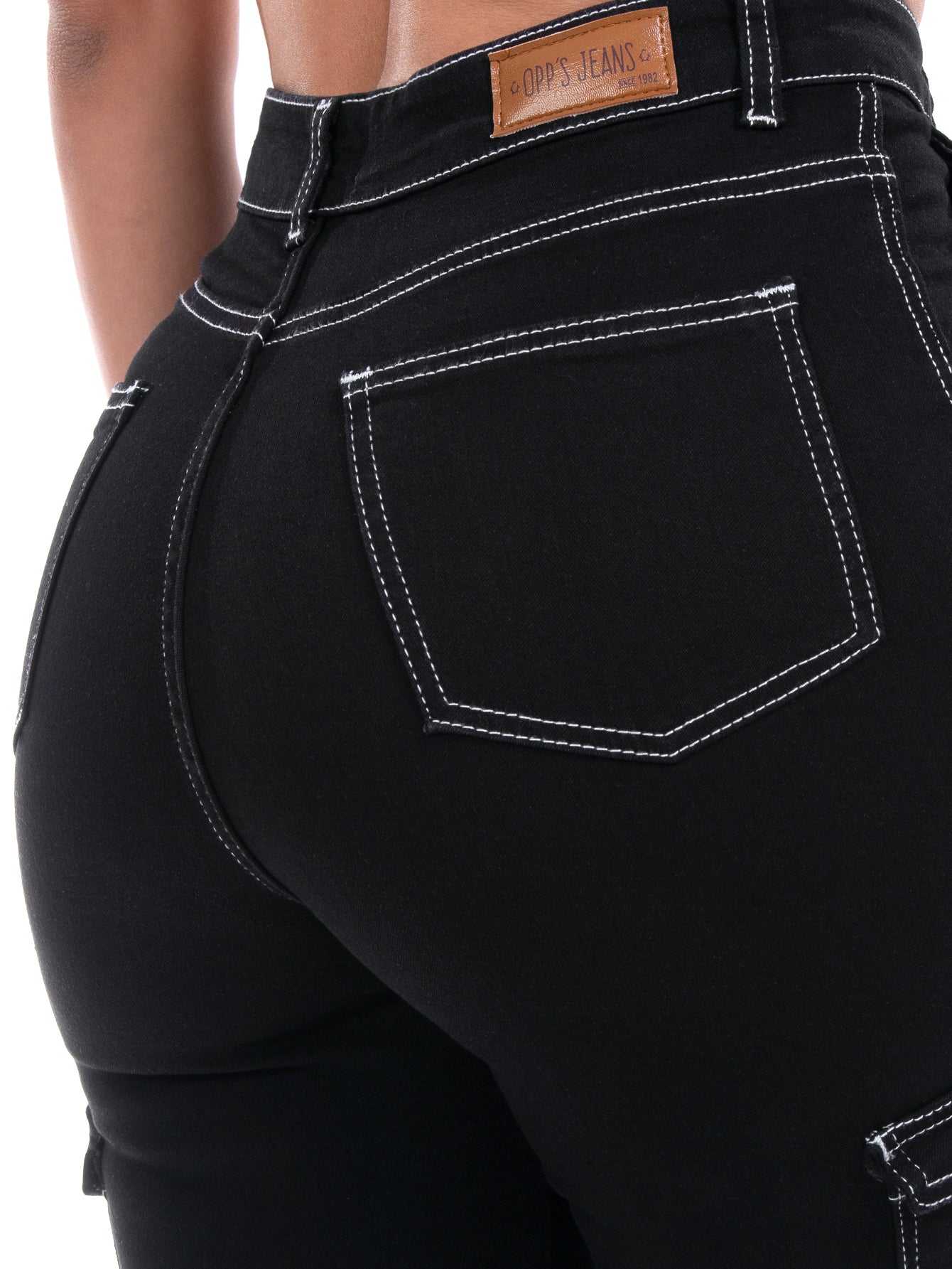 Pantalón Cargo Mezclilla Stretch Mujer Tiro Alto